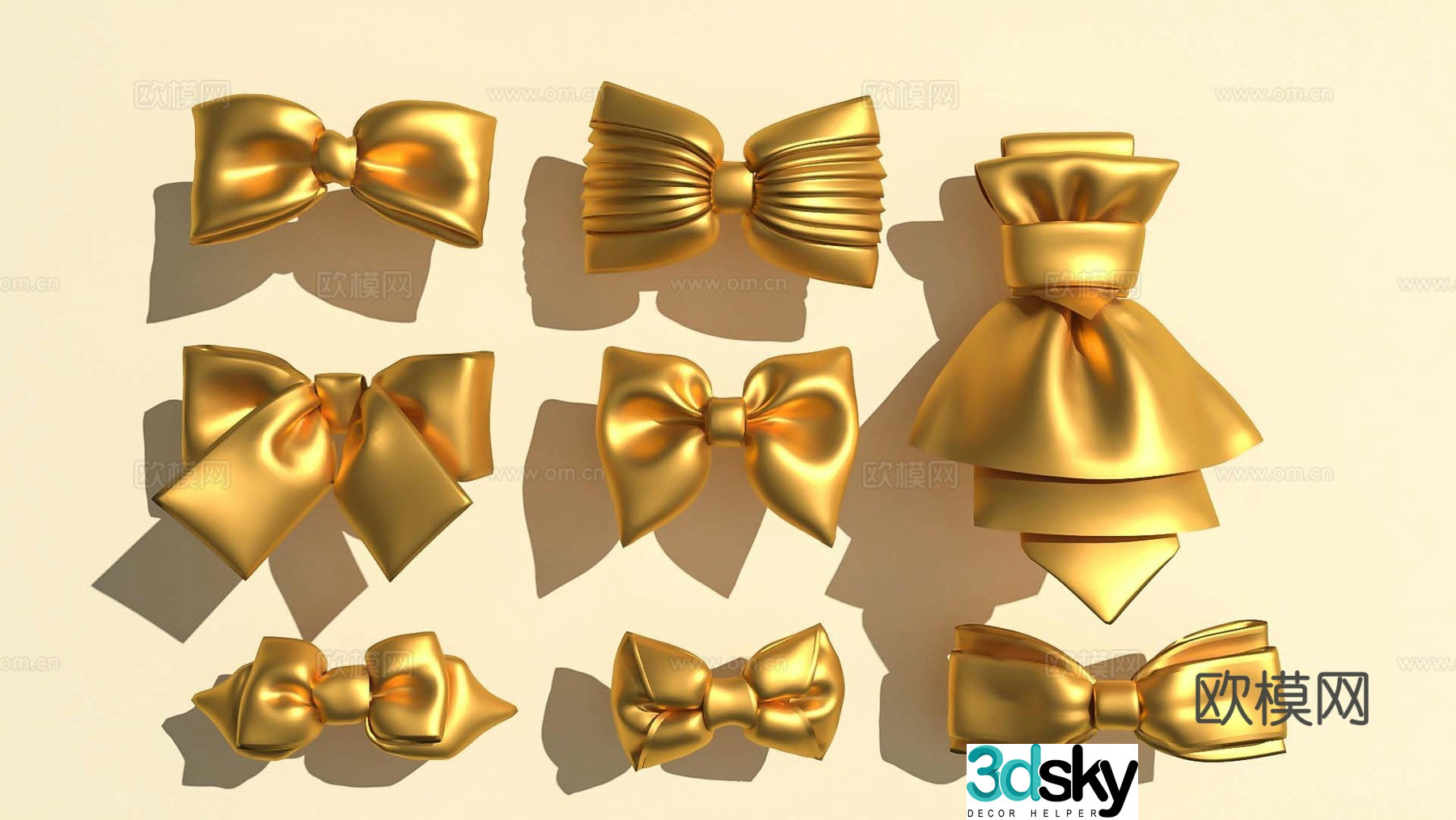 Bow decoration cartoon clothing accessories 3d model