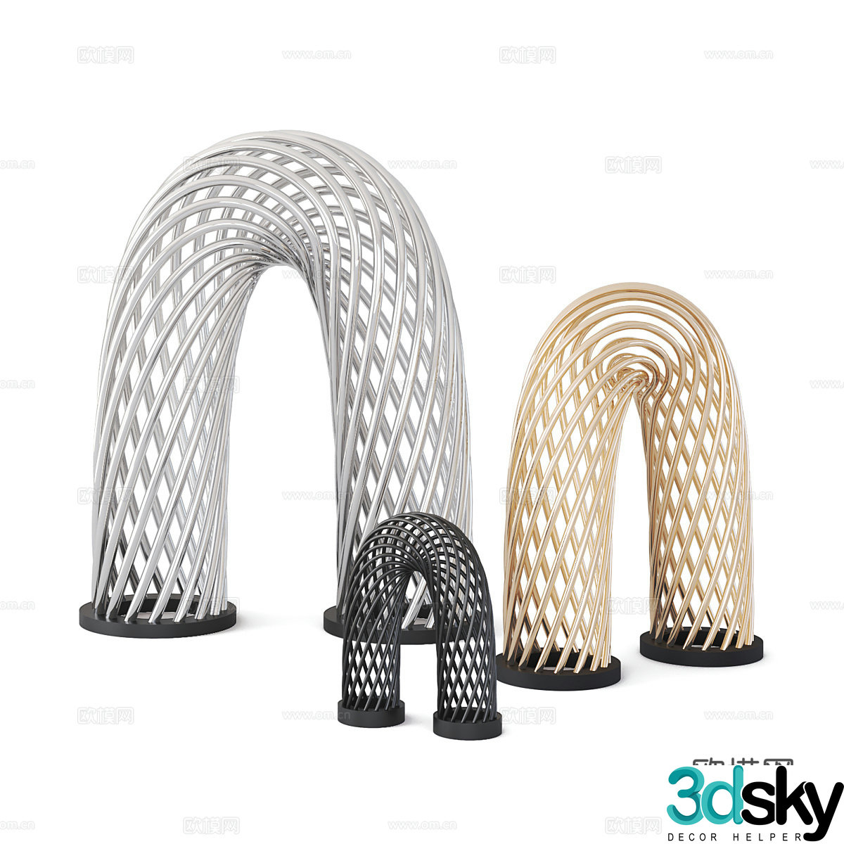 Modern mesh metal sculpture ornament 3d model
