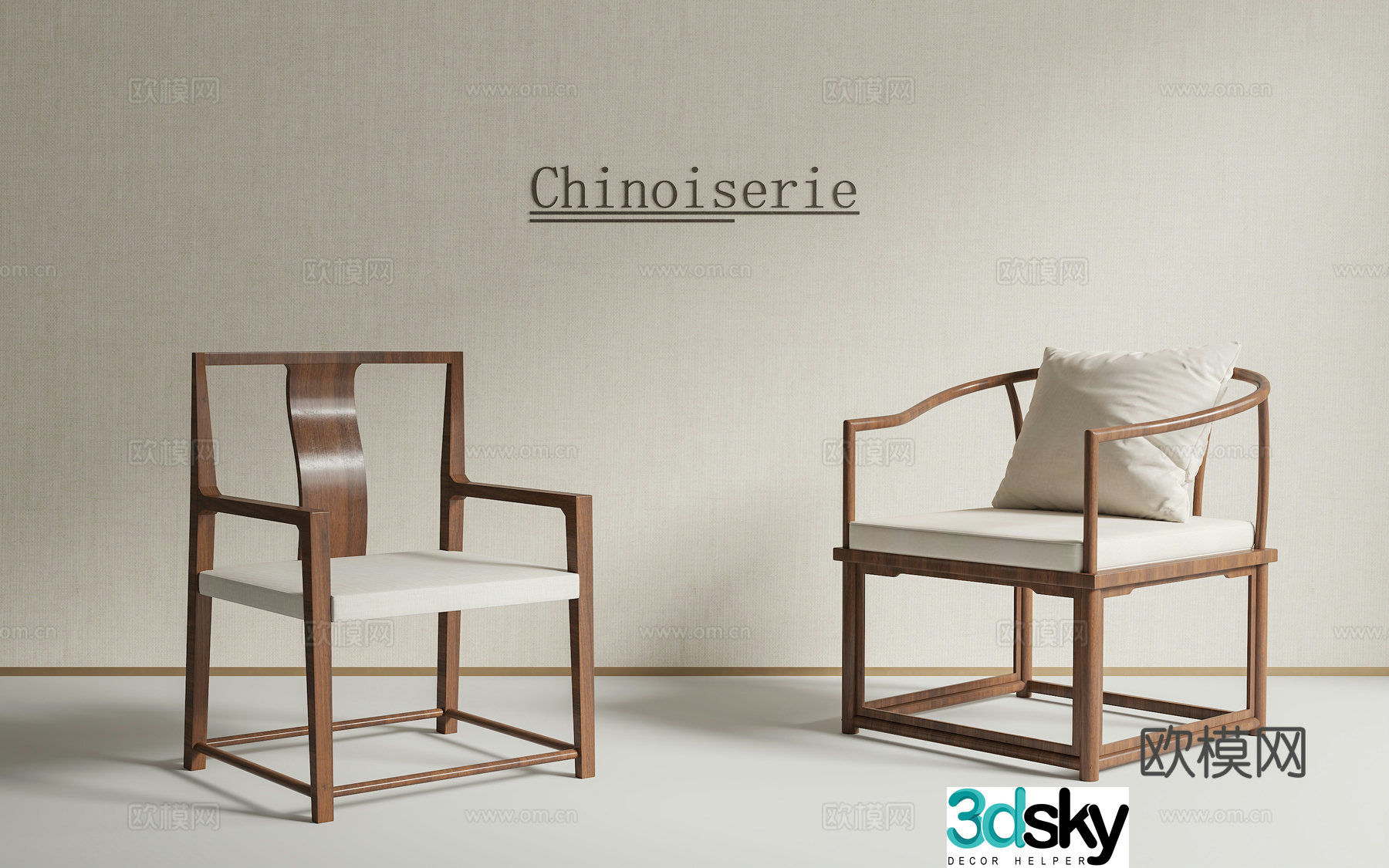 Chinese chair New Chinese chair Song aesthetic chair Taishi chair Ring chair 3d model