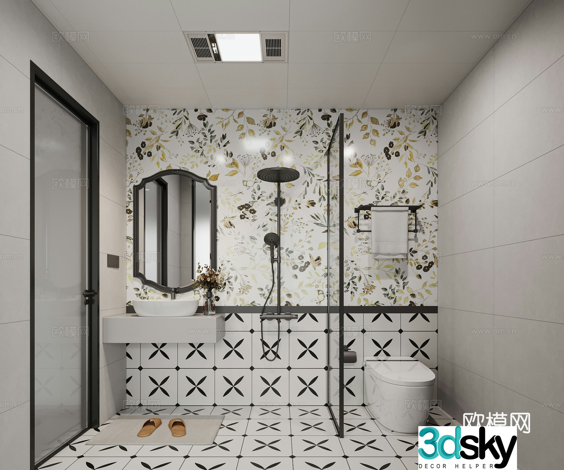 French Cream Bathroom 3d Model