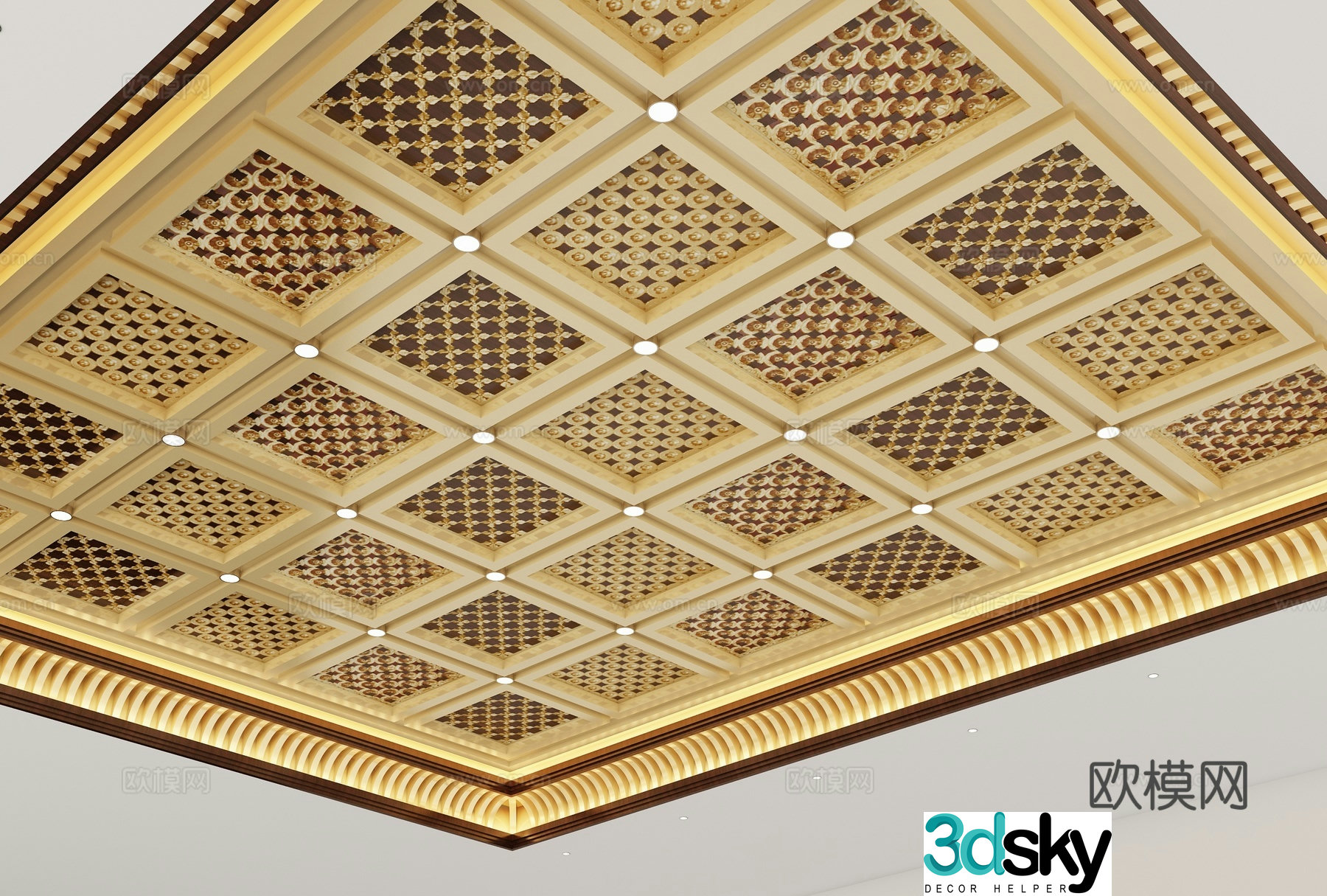 New Chinese style ceiling 3D model