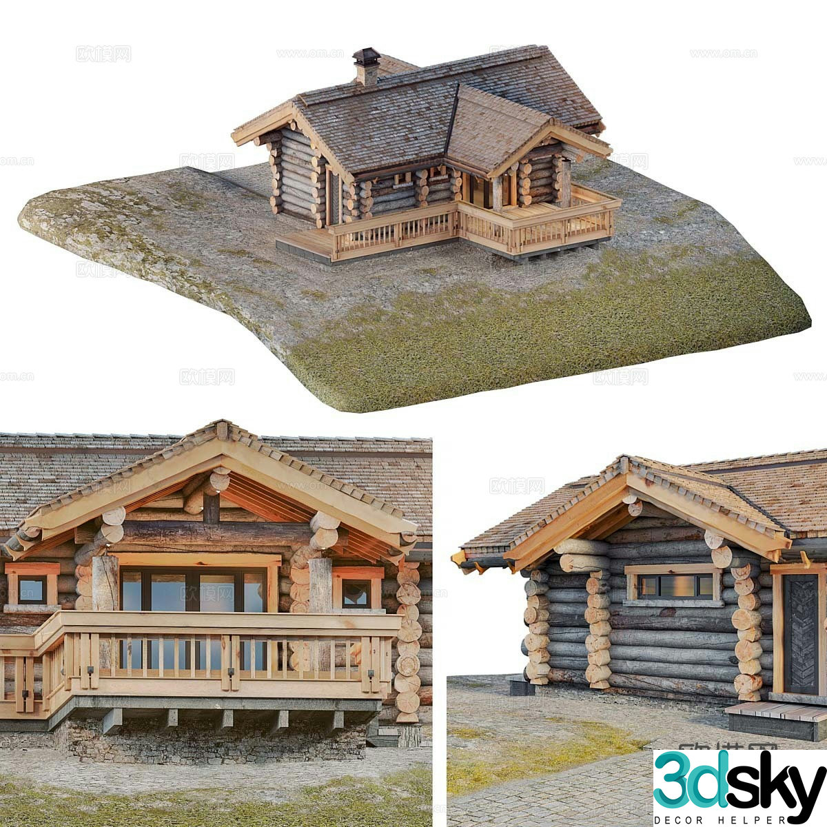 Wooden house bath 3d model