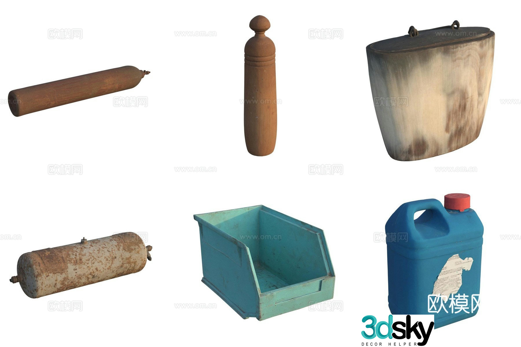 Storage carton plastic bucket gas tank 3D model