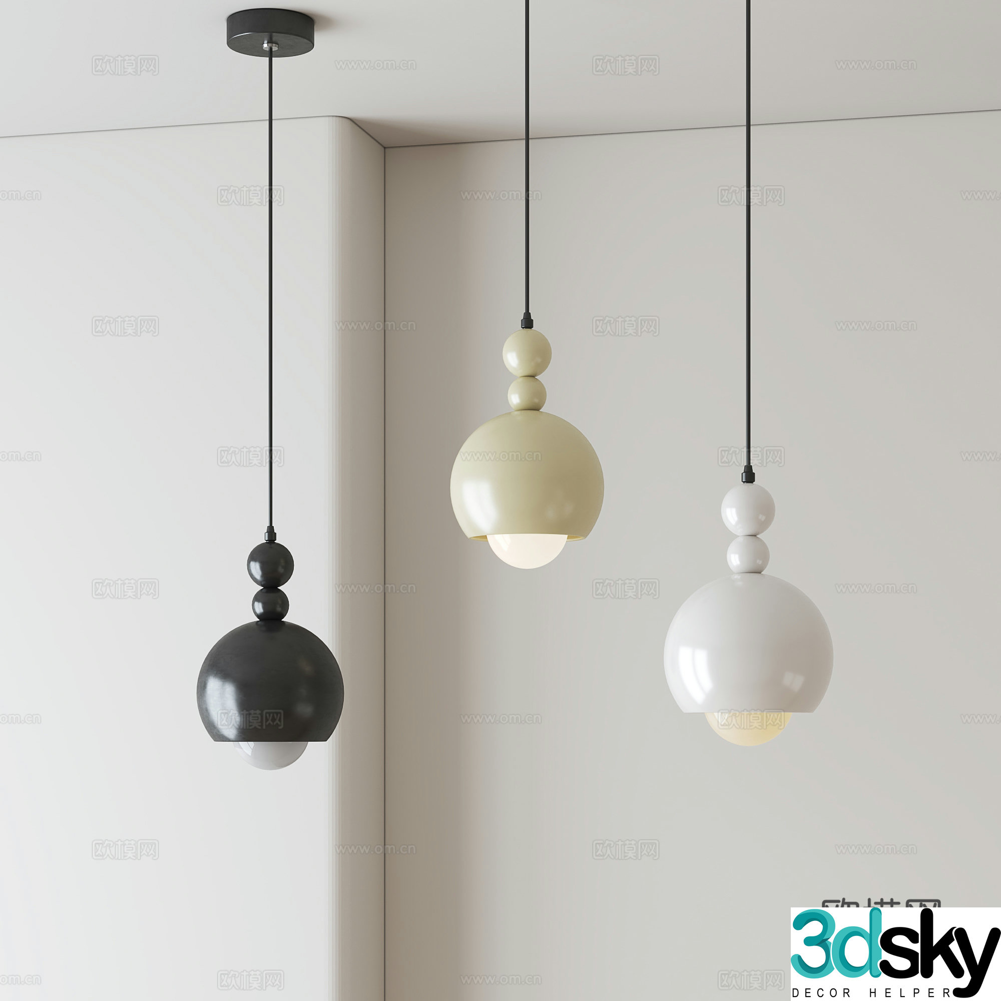 Modern minimalist chandelier 3d model