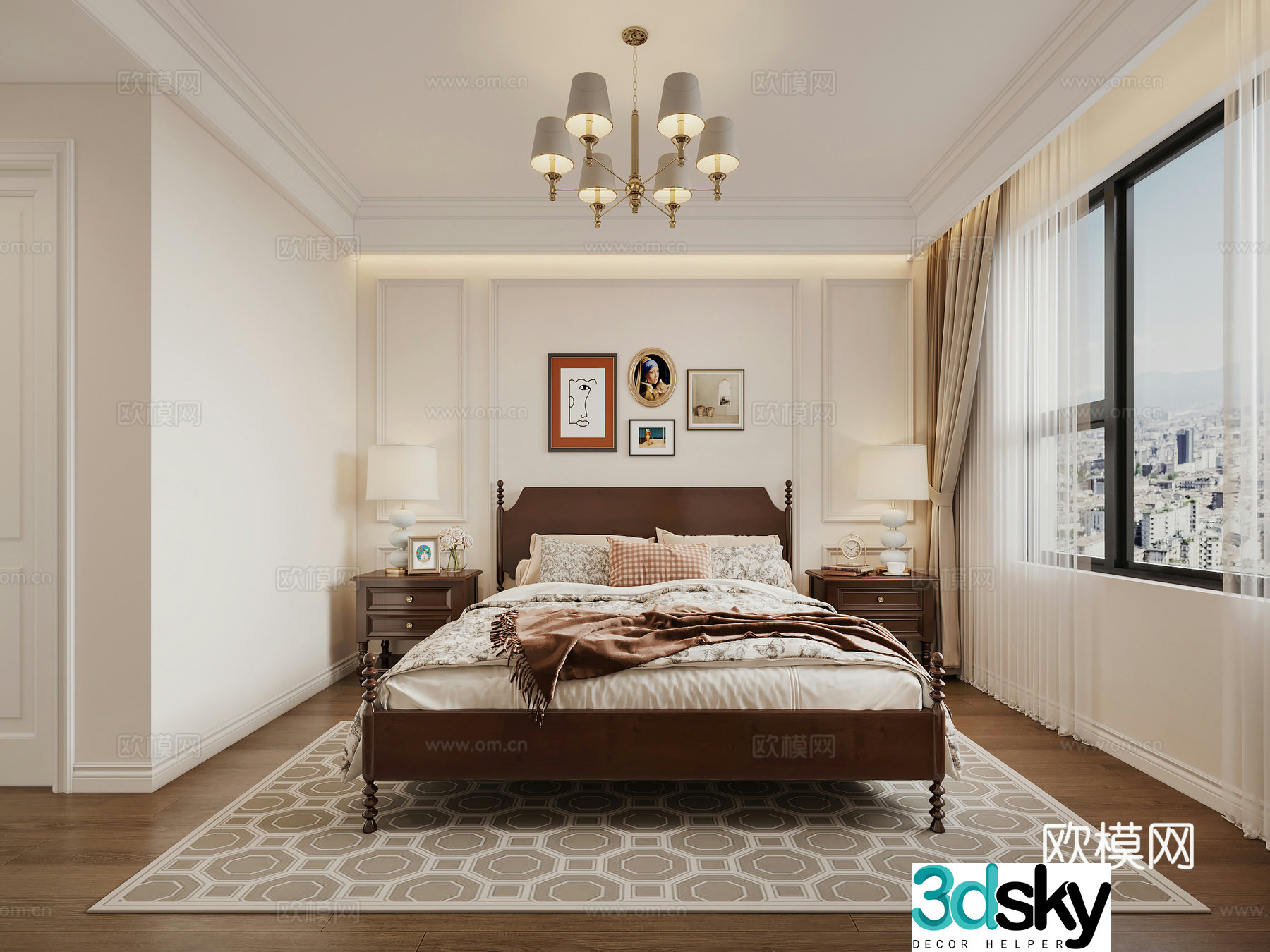 American bedroom 3d model