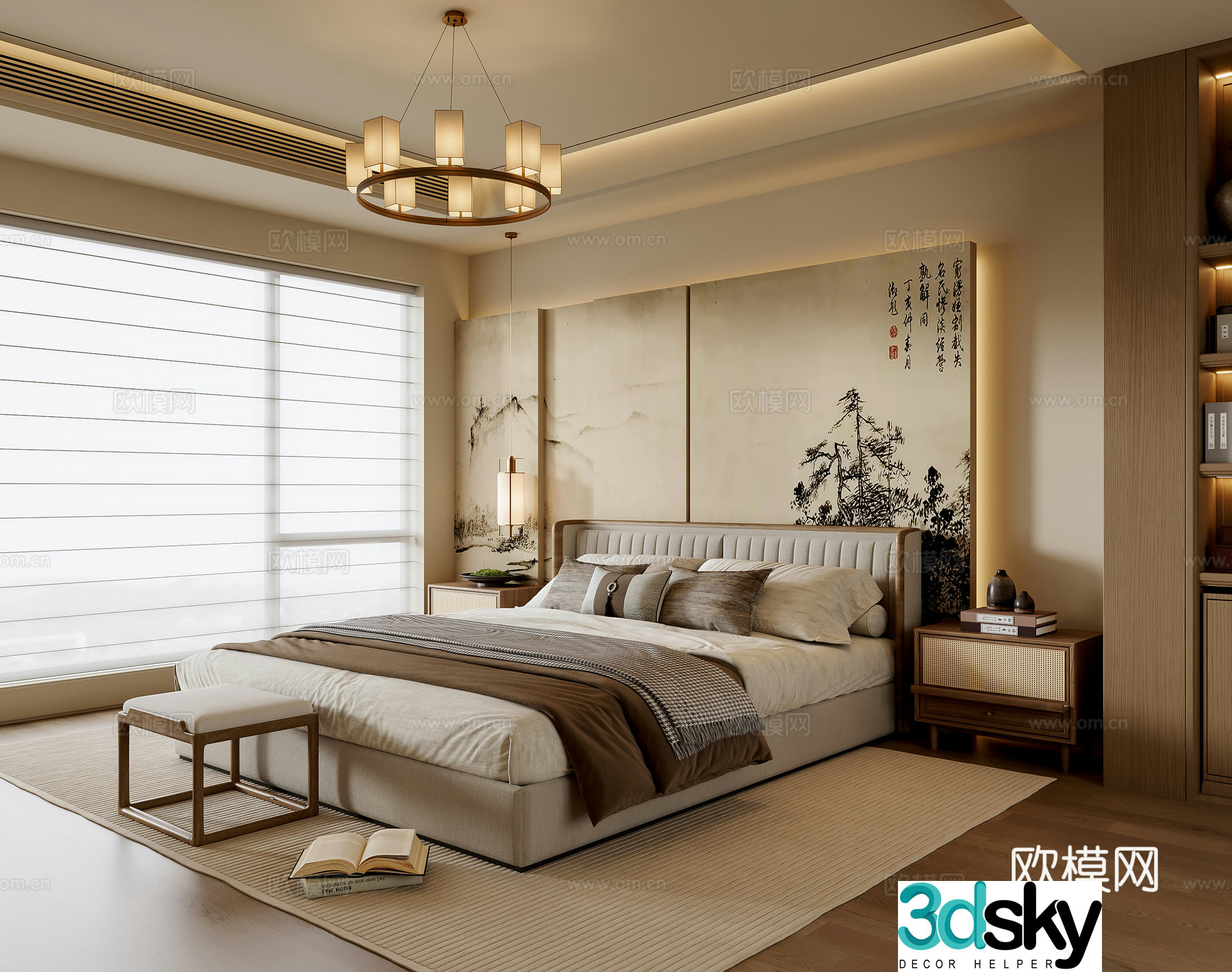 New Chinese bedroom 3D model