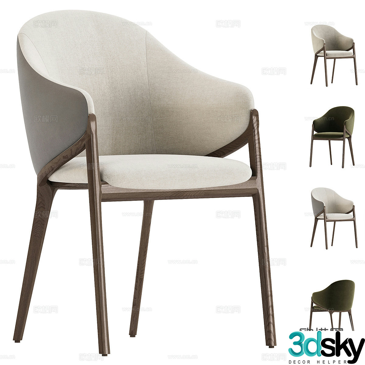 New Chinese walnut armchair 3d model