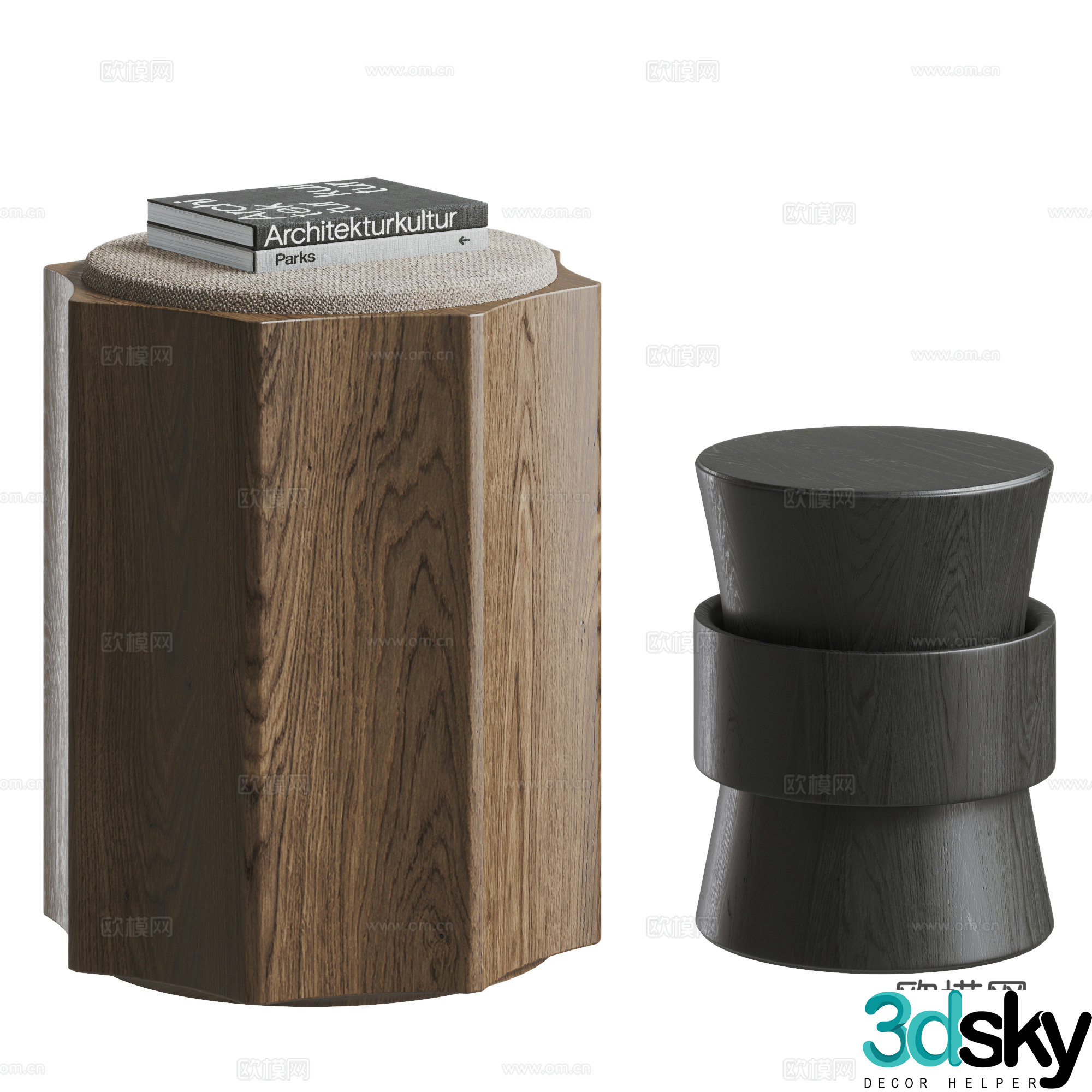 Modern stool combination 3d model