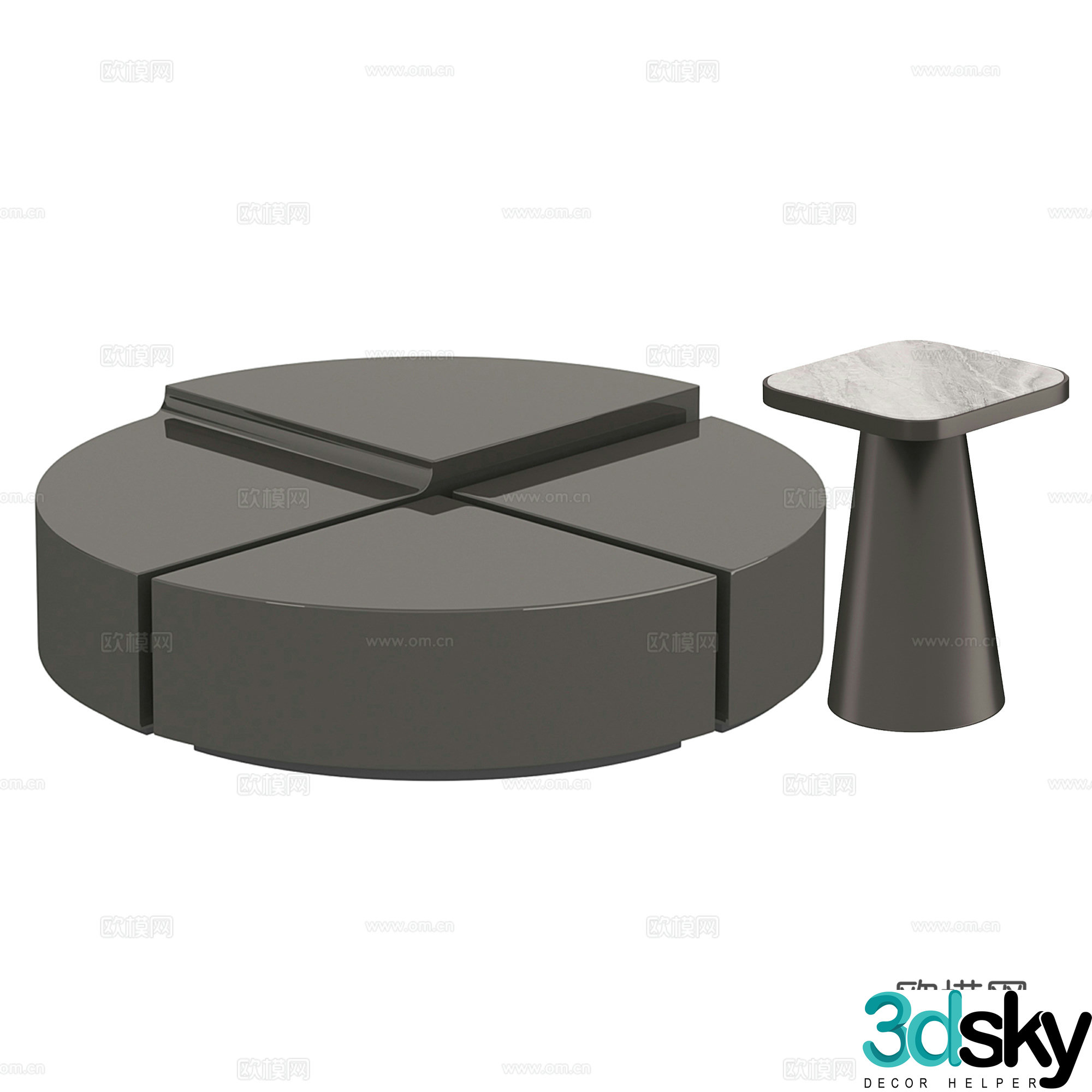 Modern coffee table combination 3D model