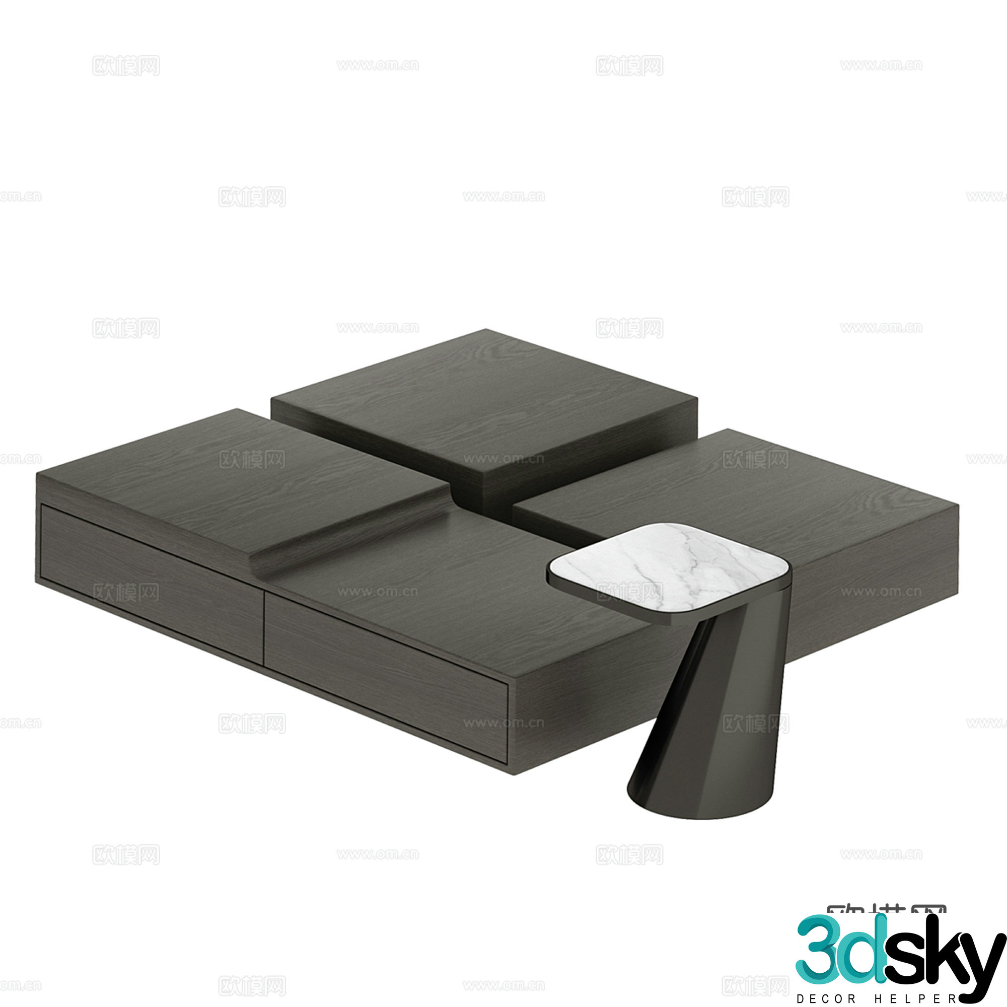 Modern coffee table combination 3D model