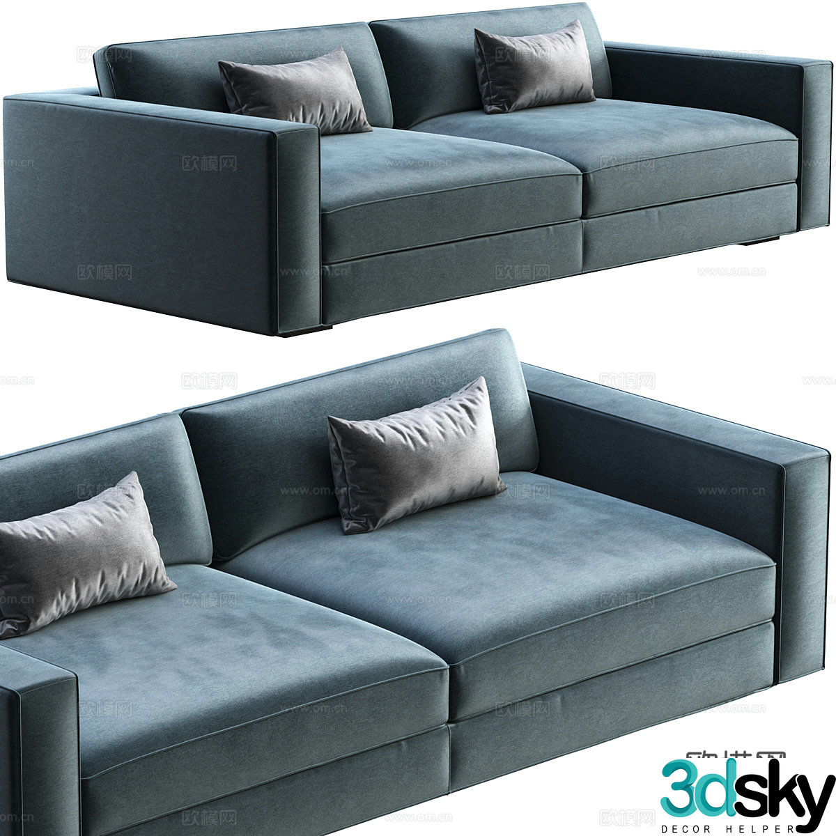 Modern Italian double fabric casual sofa 3d model