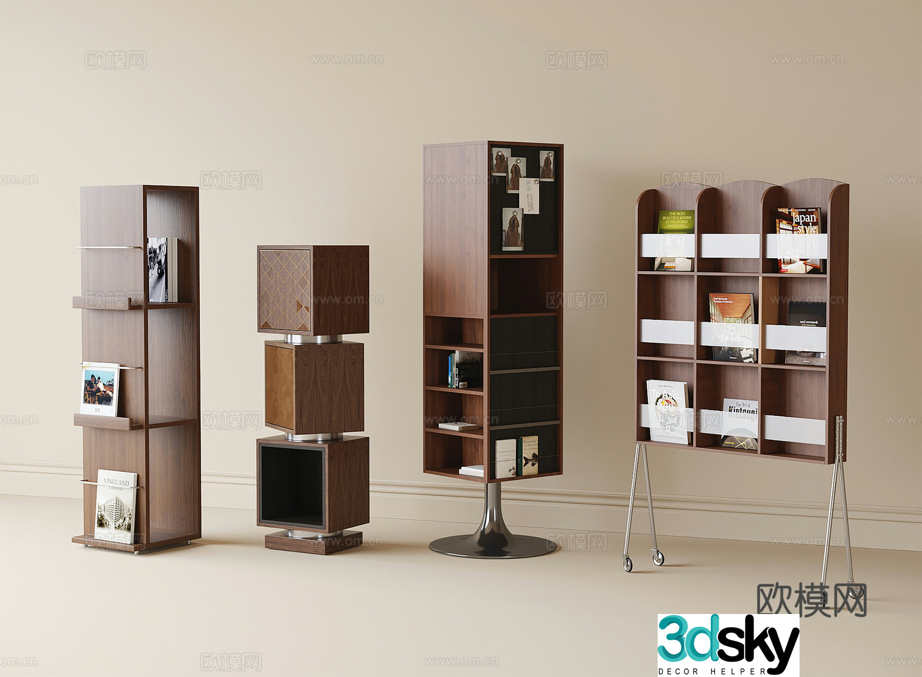 Modern bookshelf bookcase 3d model