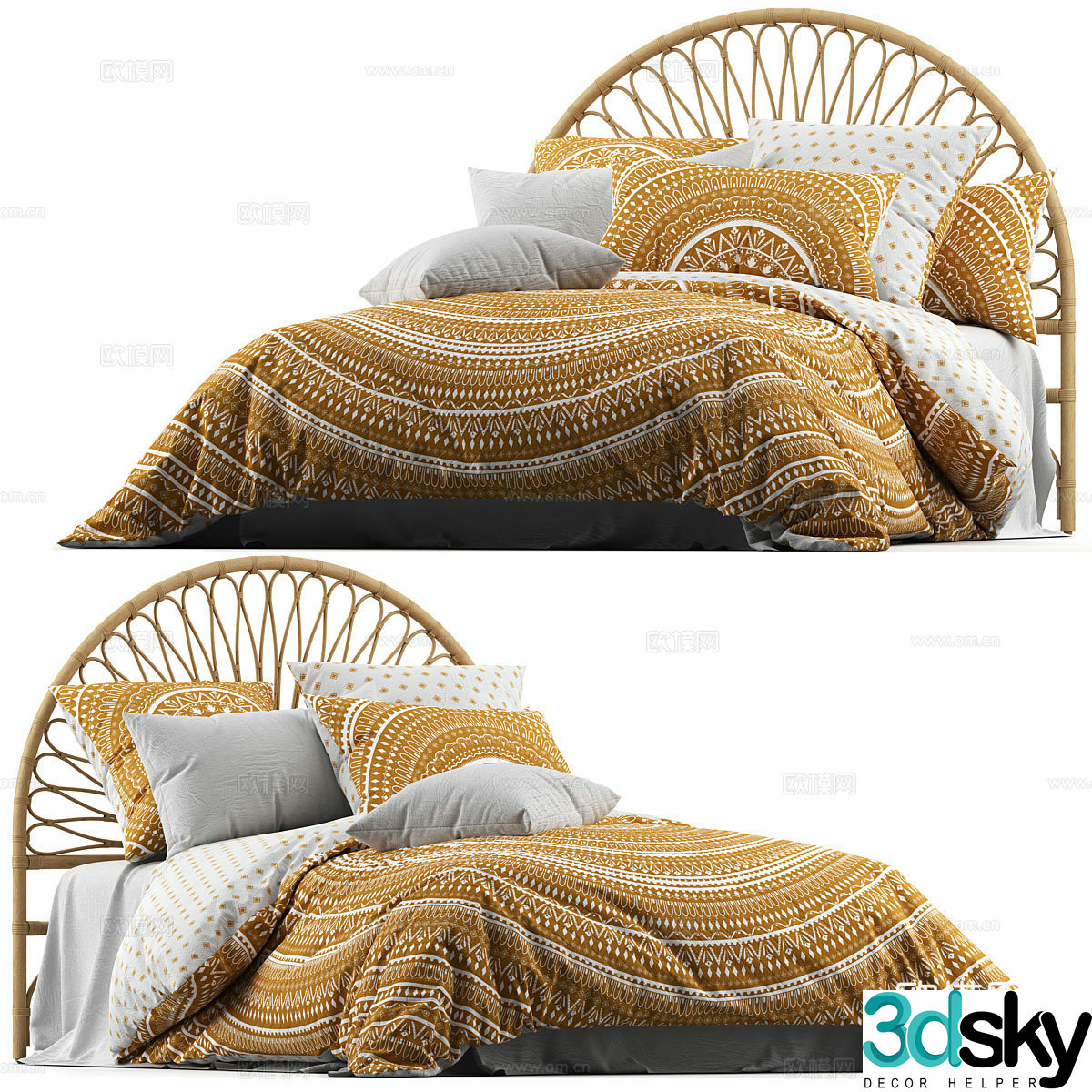 Home Republic Karma Double Bed 3D Model
