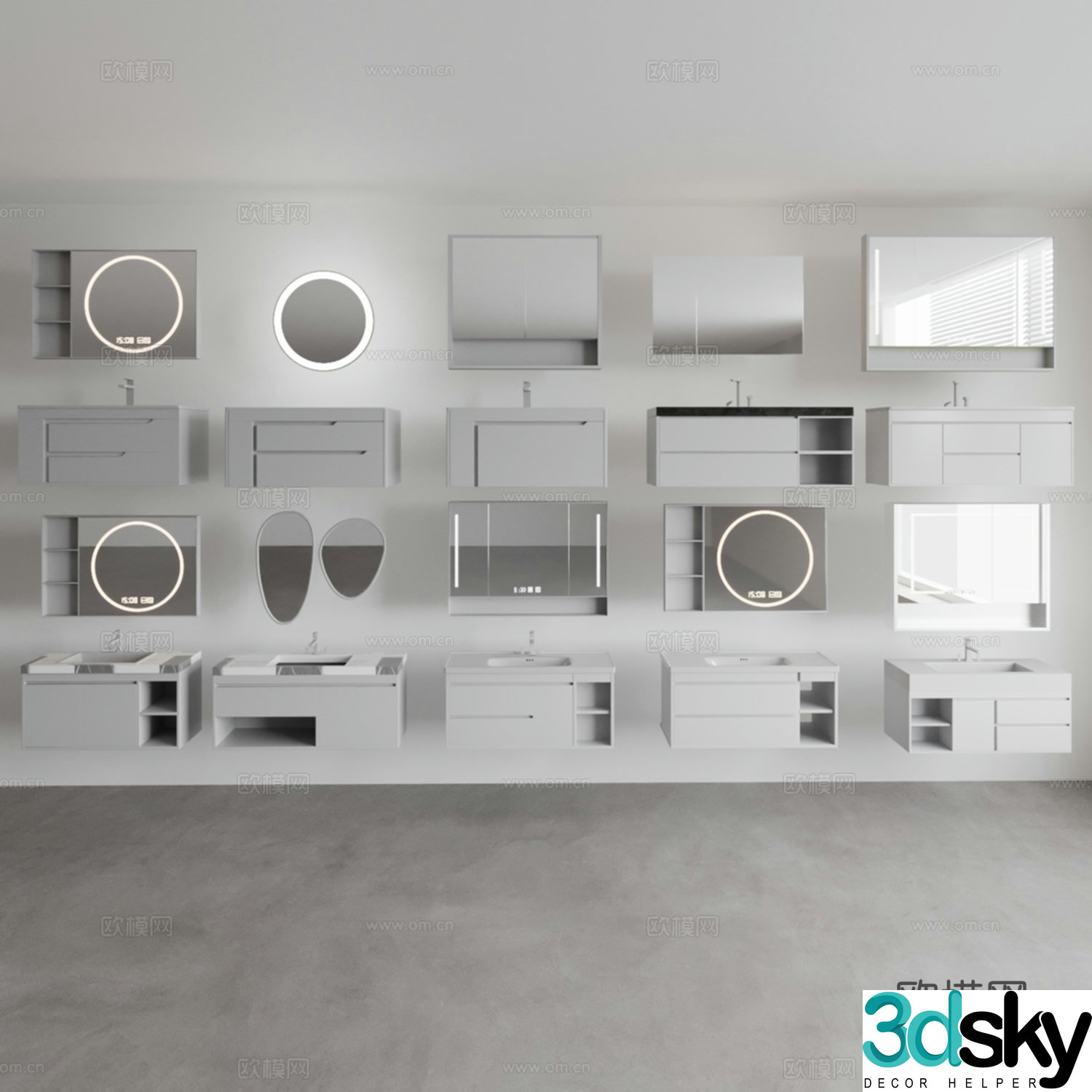 Bathroom frame combination 3D model