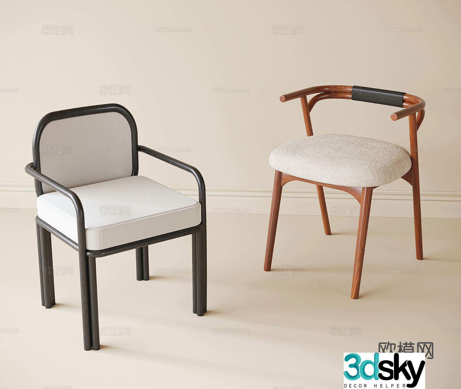 Modern single chair Tea chair Book chair Dining chair 3d model