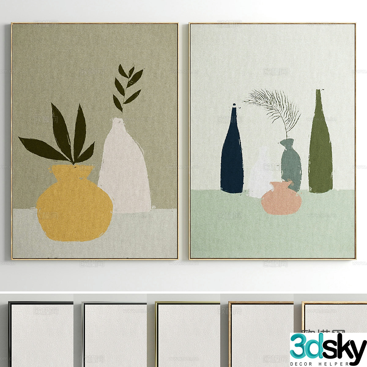 Modern cream style decoration hanging painting 3d model