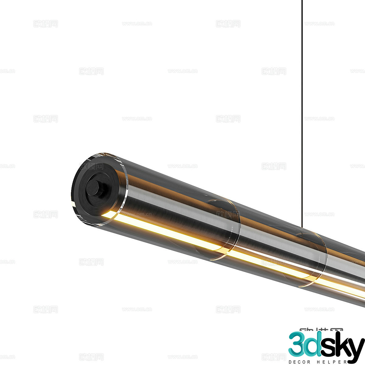 Modern Italian minimalist Suspeso Tubo Nero chandelier 3d model