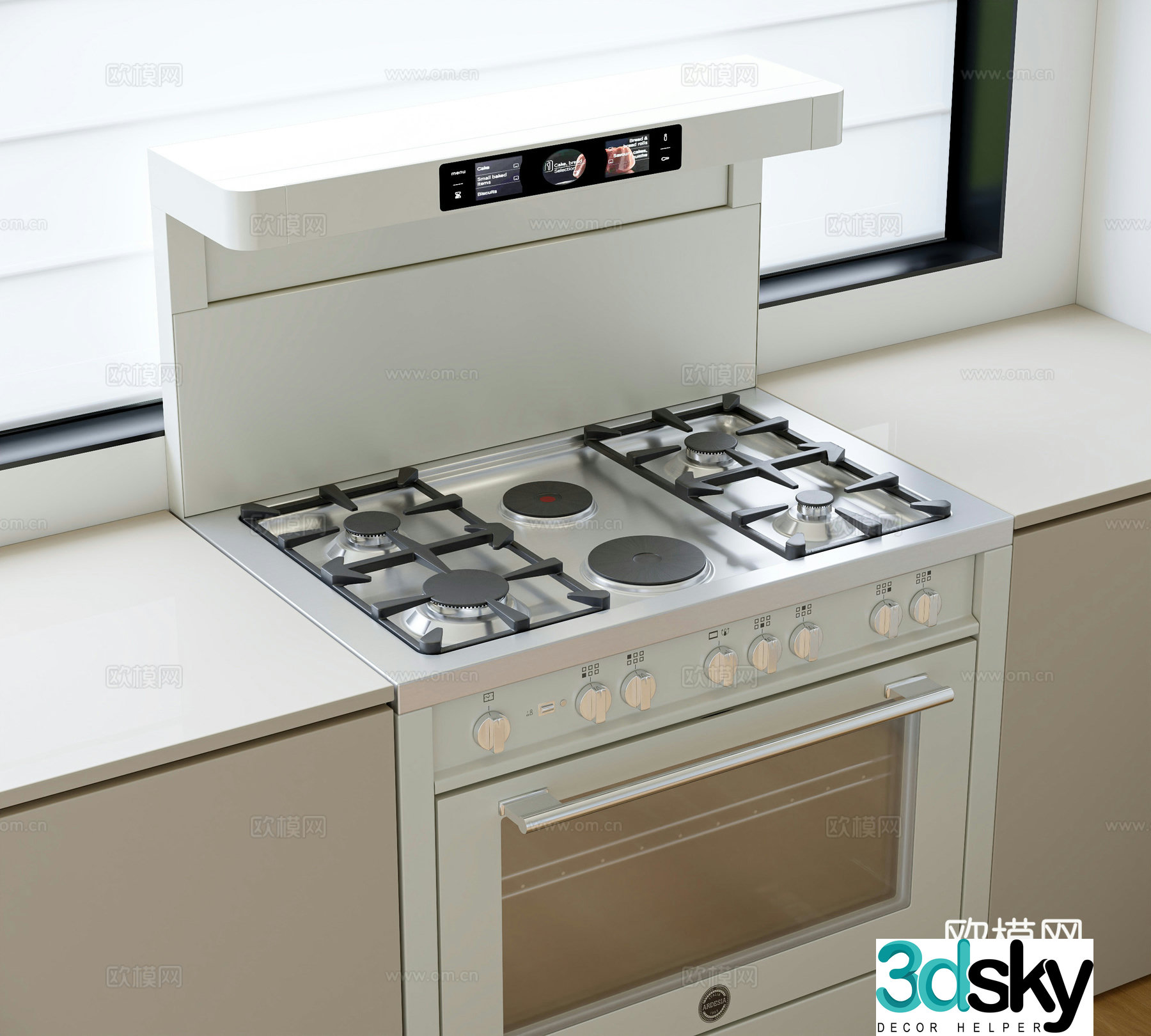 Modern gas stove 3D model