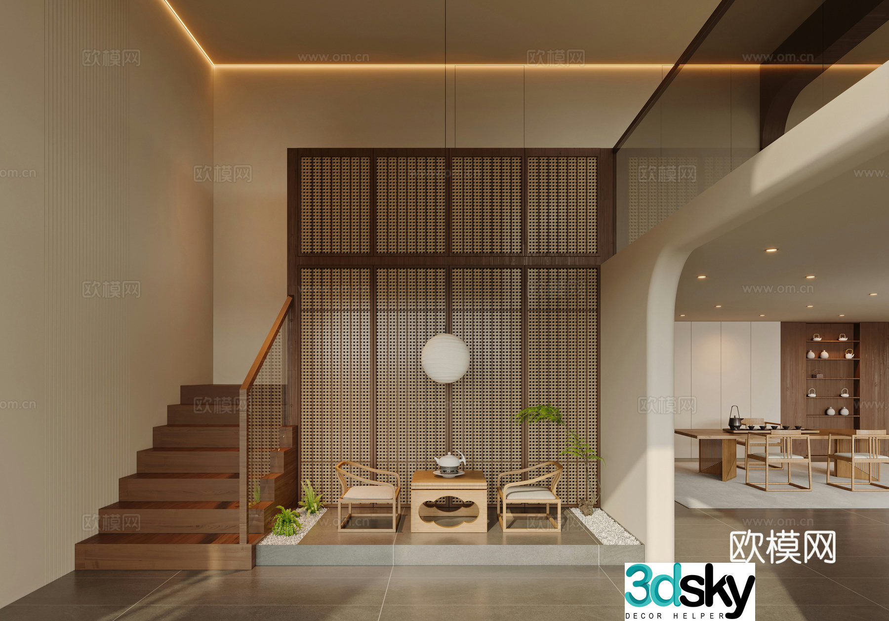 New Chinese stairwell 3D model