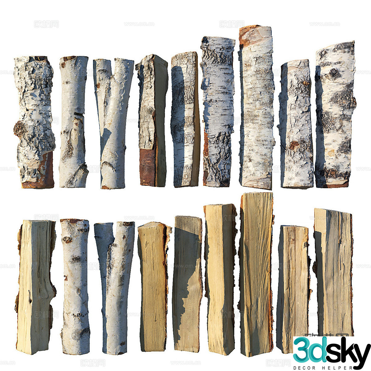 Birch firewood firewood 3d model