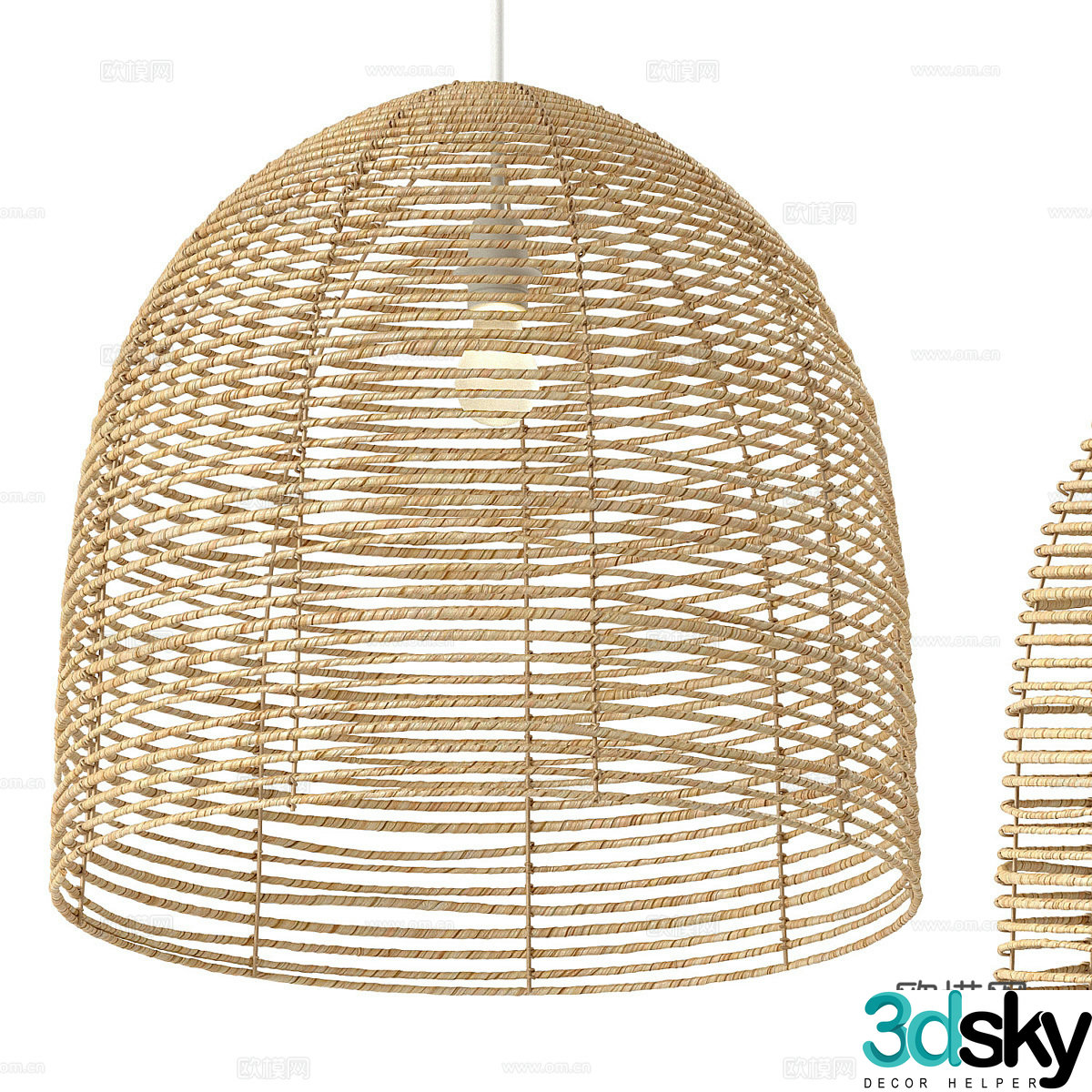 Beehive woven lampshade chandelier 3d model