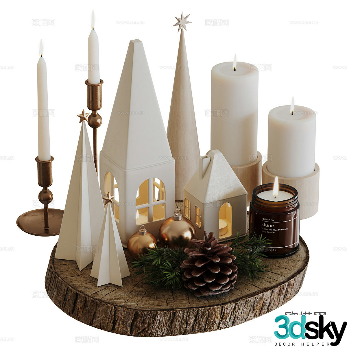 Candle Candlestick Christmas Ornaments 3d Model
