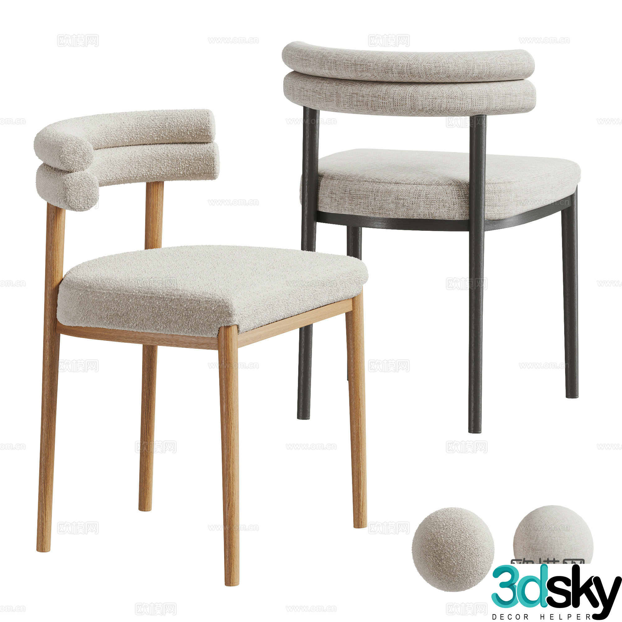 Medium style dining chair 3d model