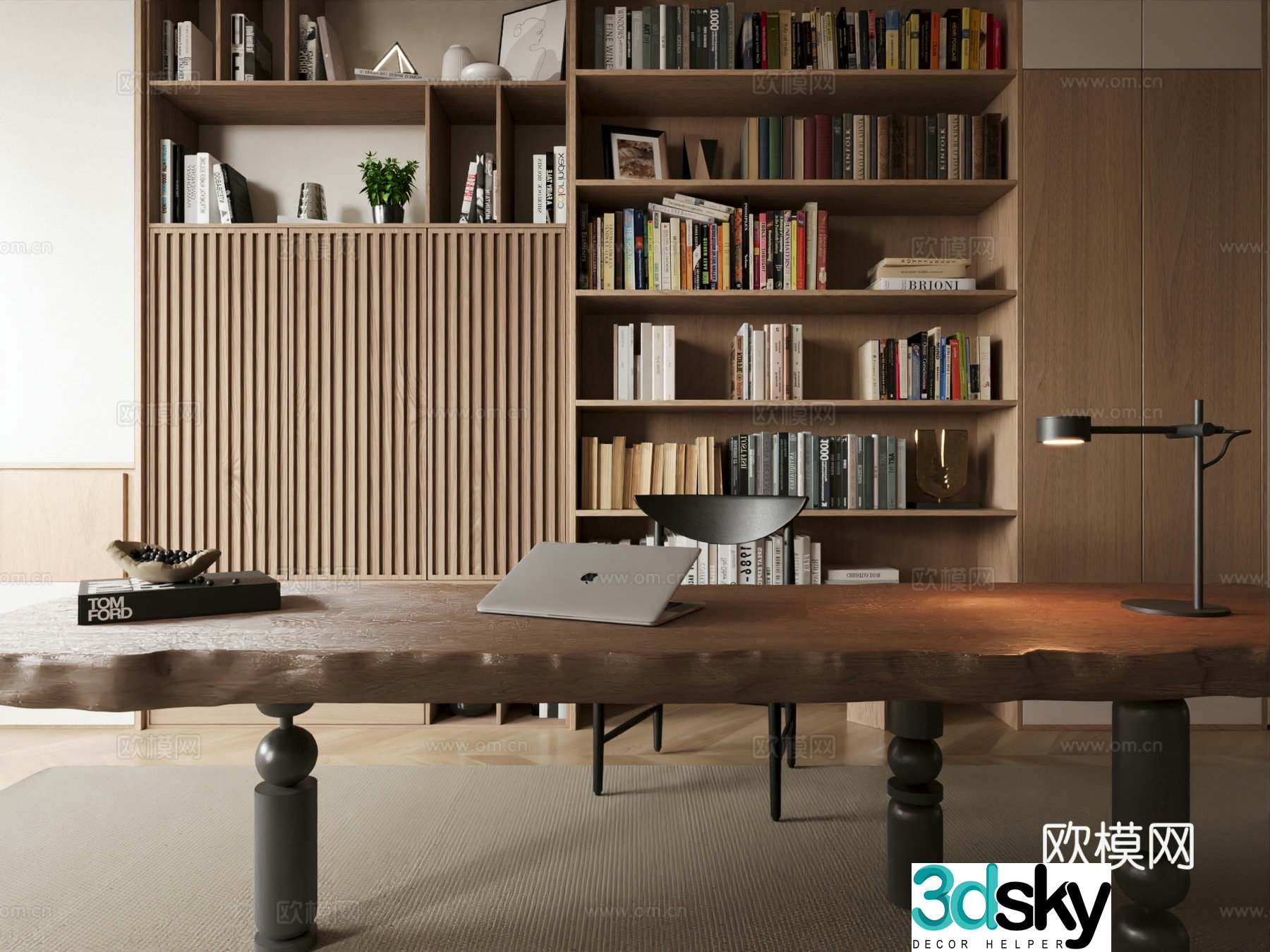 Modern medieval study villa study open study 3d model