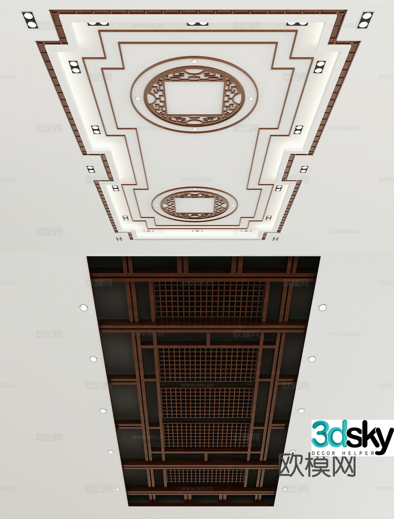 New Chinese style ceiling 3D model