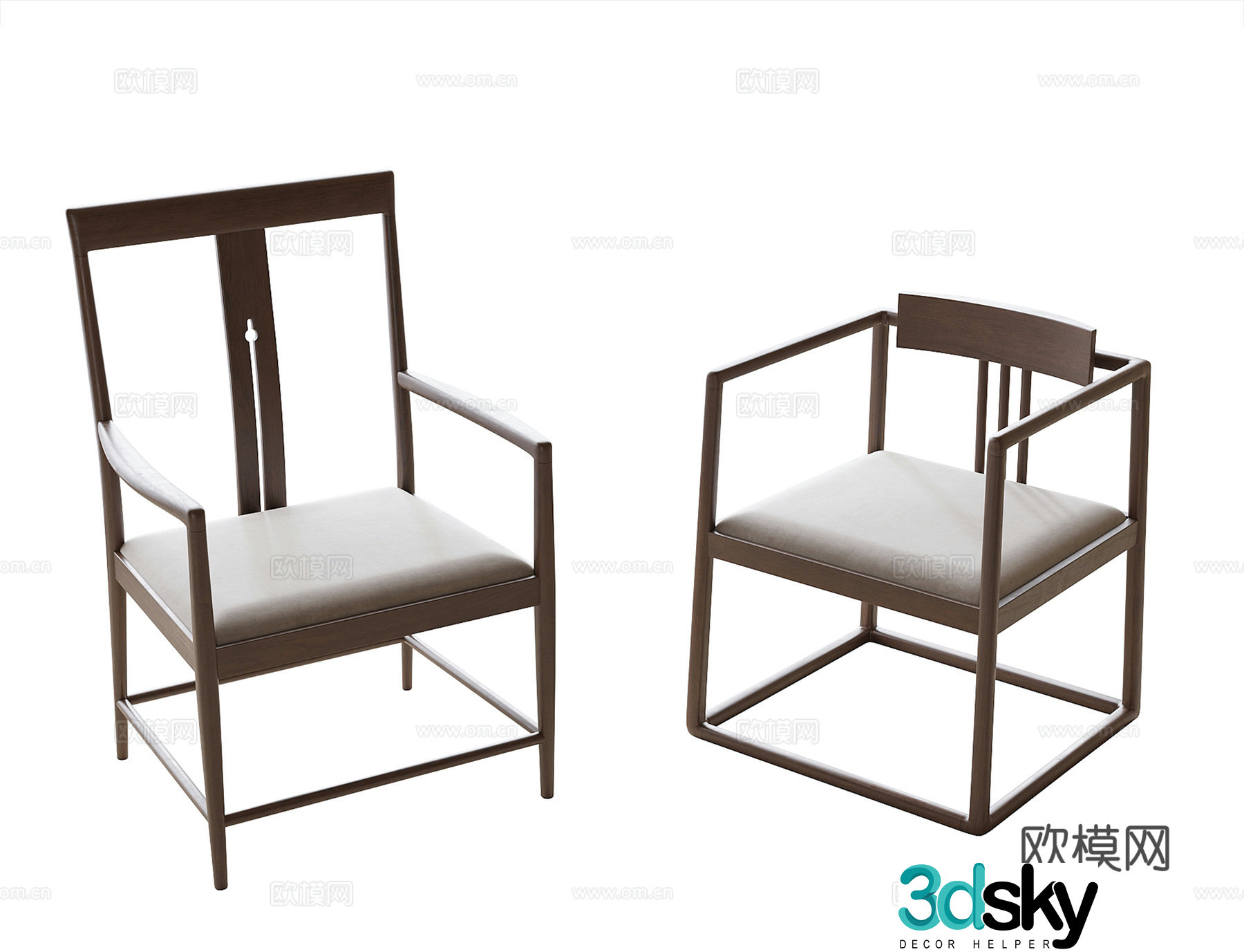 New Chinese style tea chair single chair dining chair leisure chair book chair 3d model