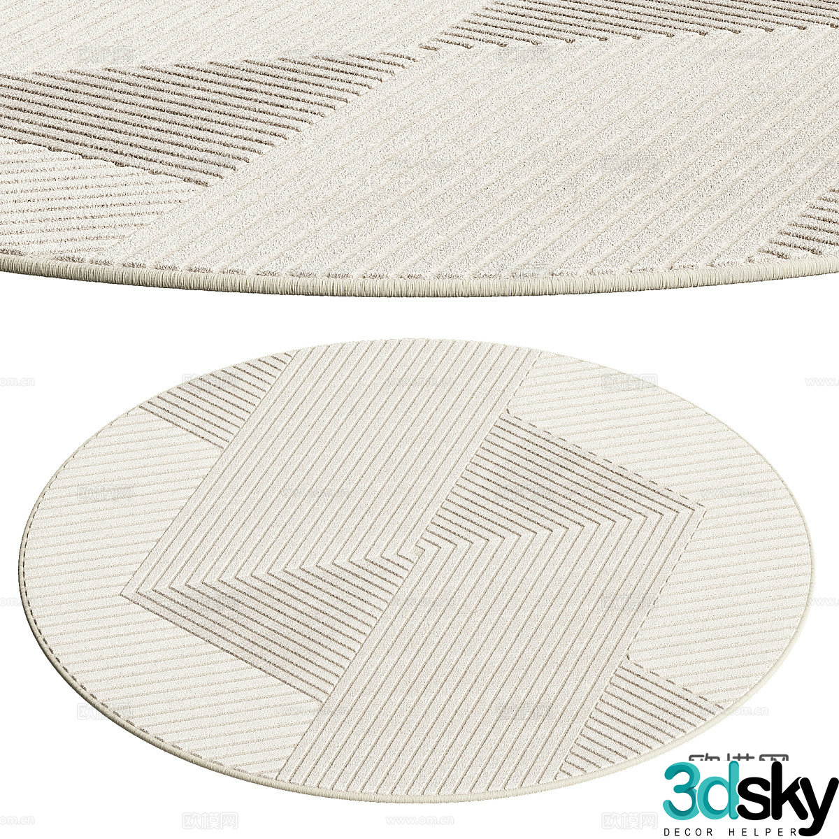 New Chinese style fabric round carpet 3D model
