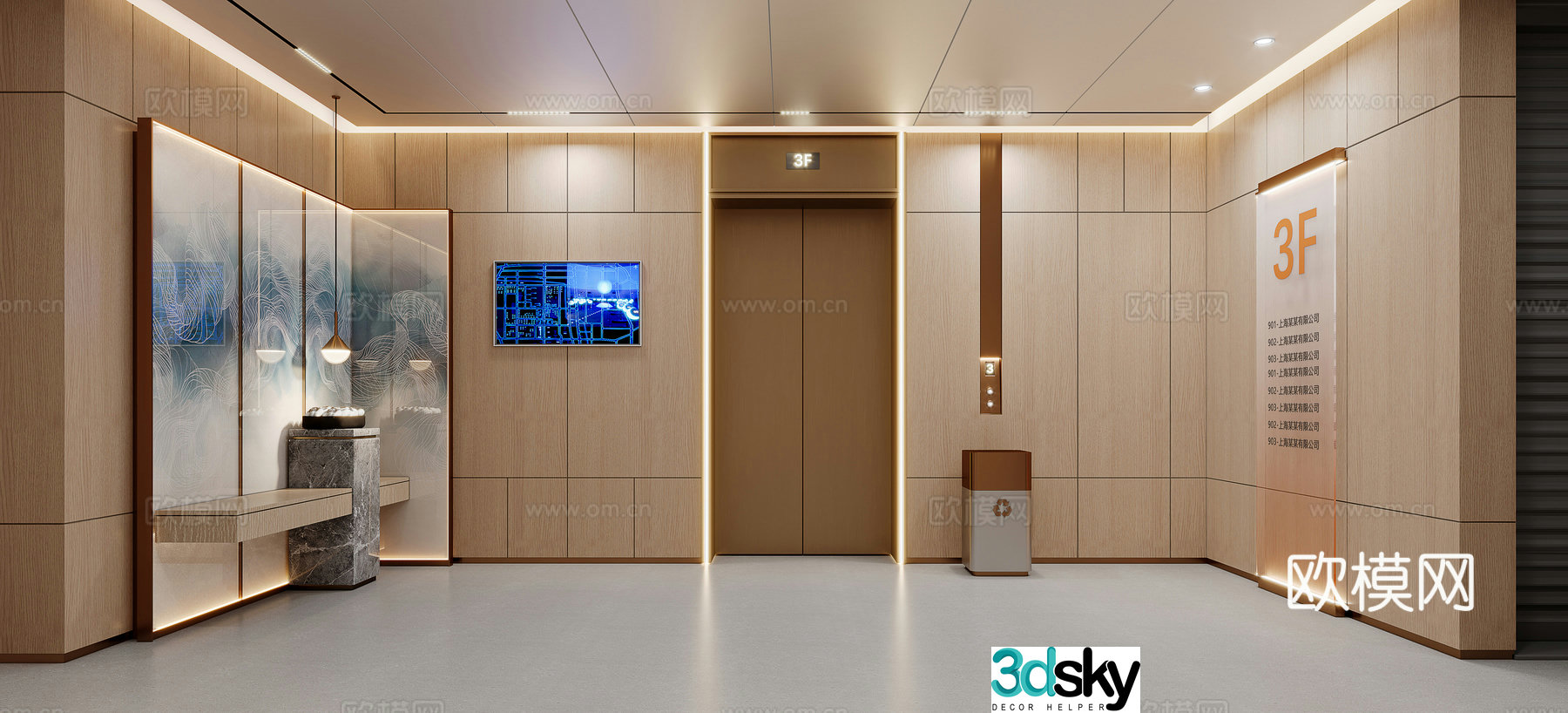 New Chinese elevator hall 3D model