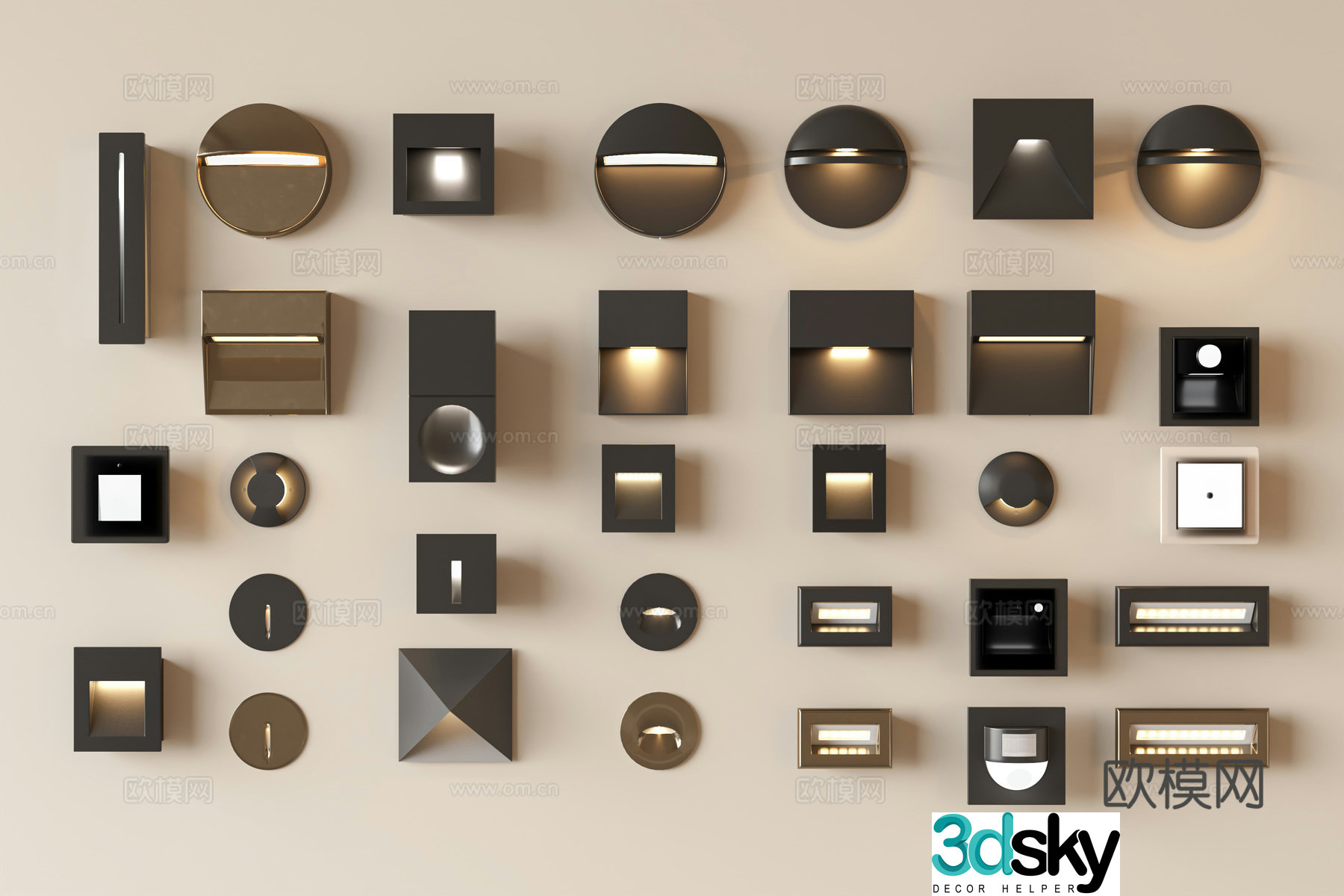 Modern induction lights lights night lights stair lights wall lights stairwell lights footlights 3D model