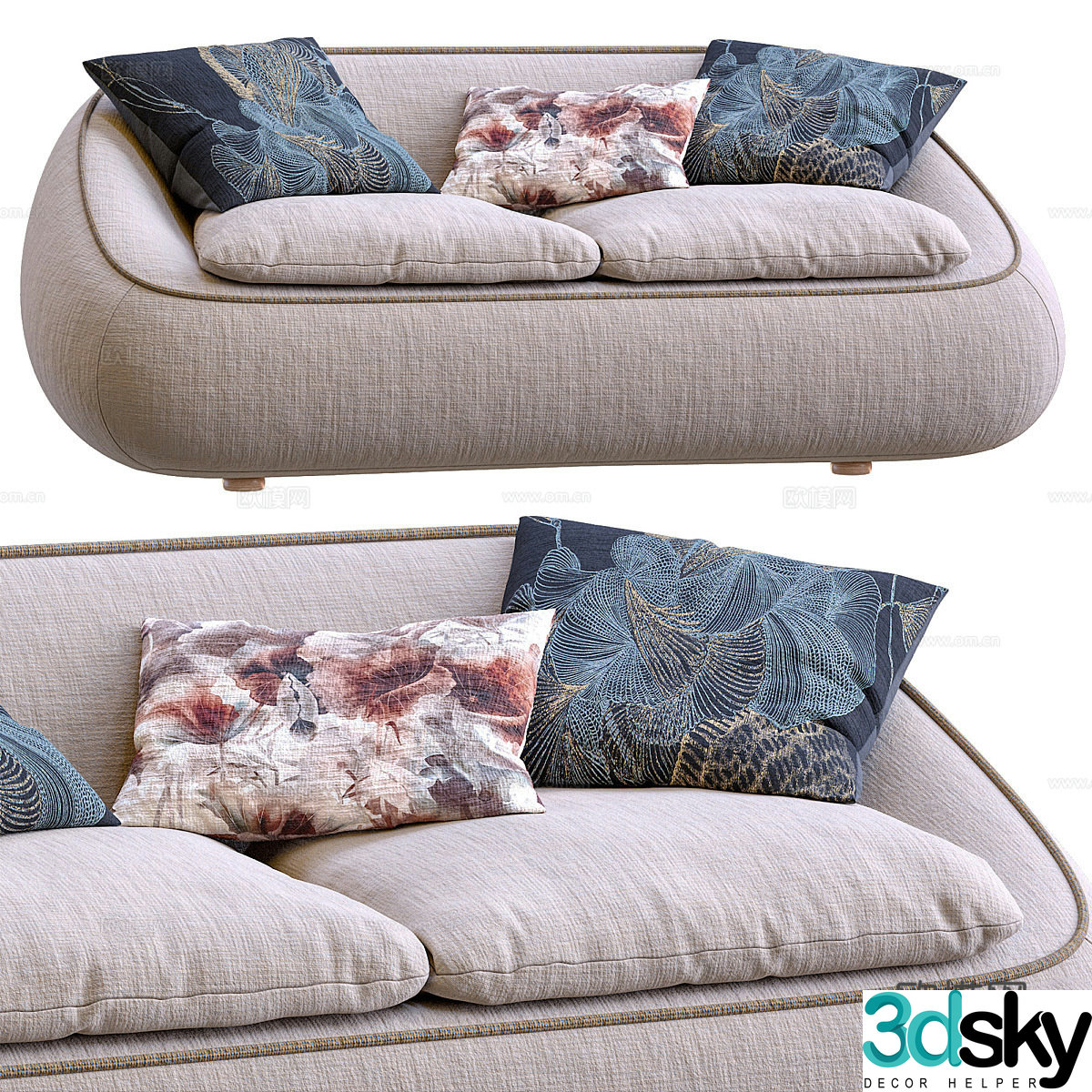 3d model of double sofa