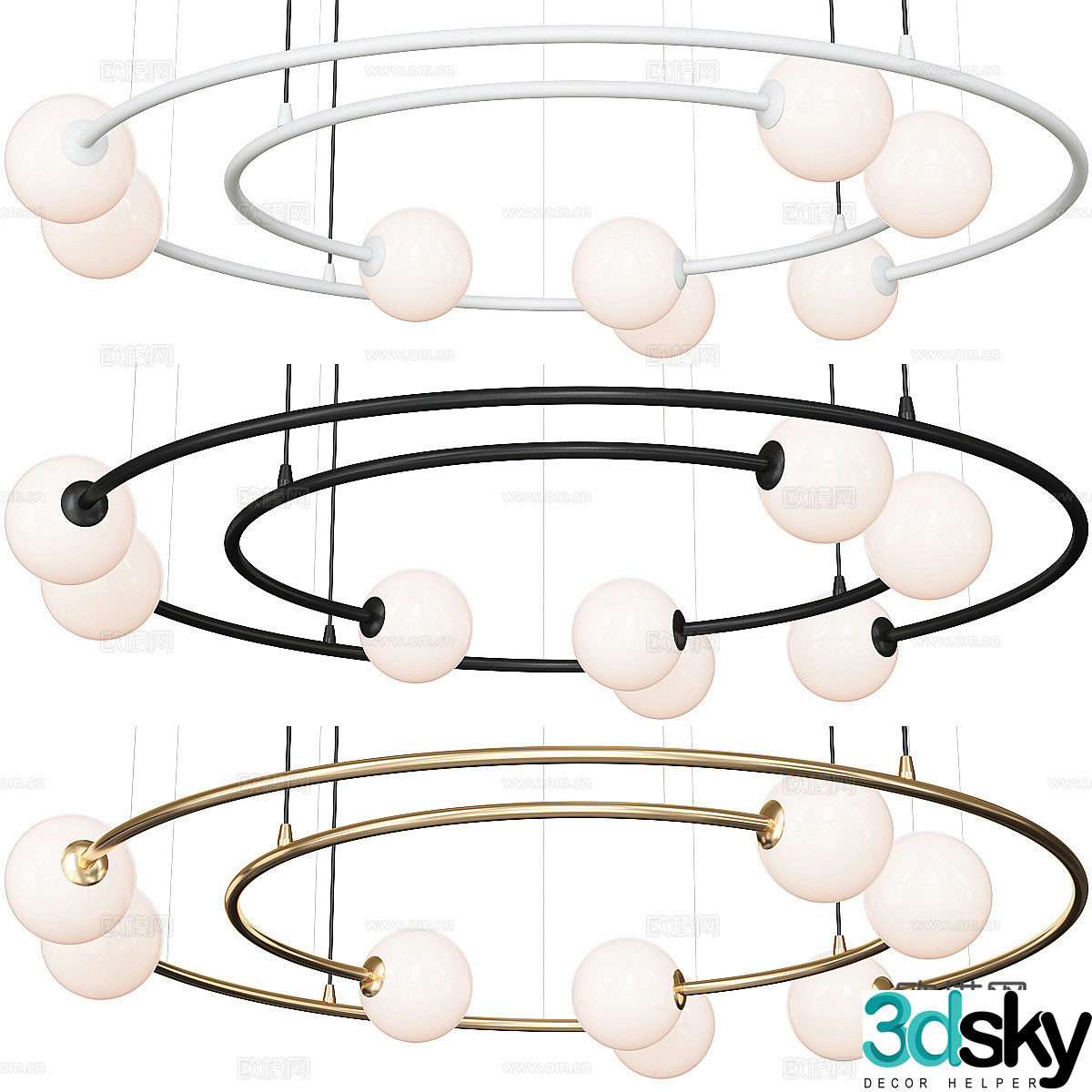 Modern light luxury decorative chandeliers 3d model