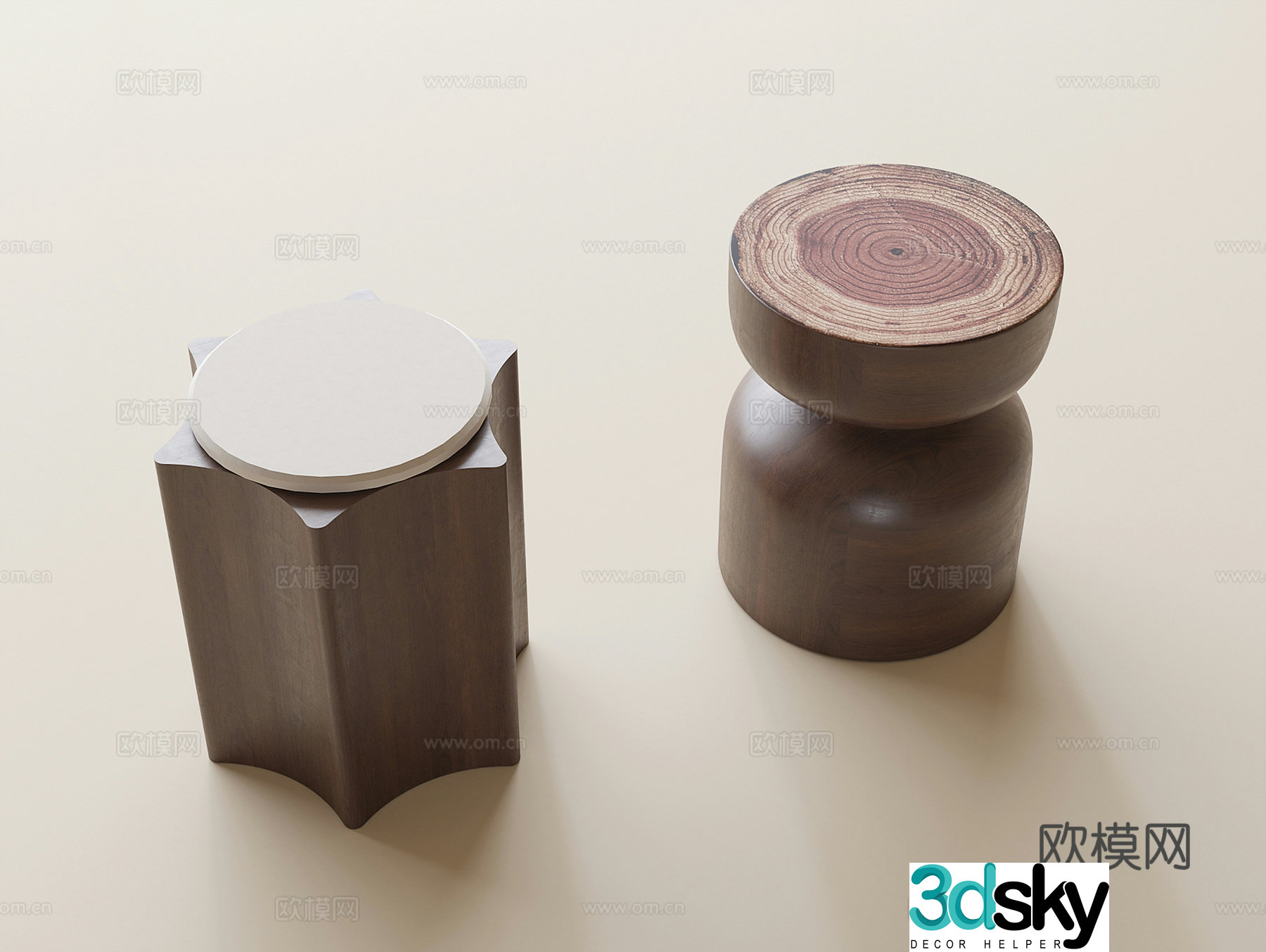 Modern stool wooden stool 3d model