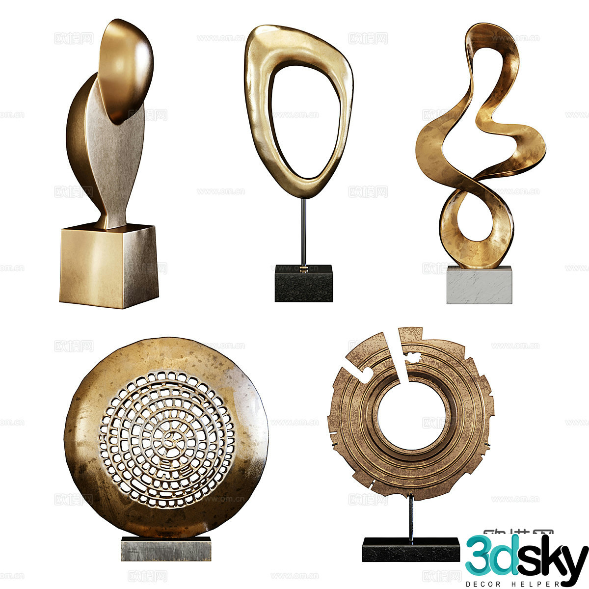 New Chinese metal sculpture ornament 3D model