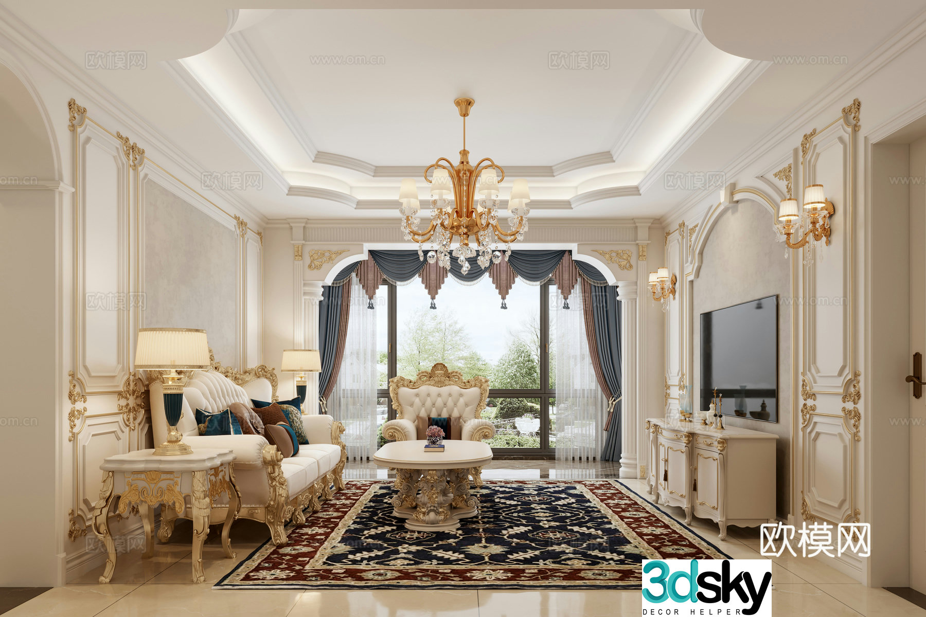 European living room 3d model