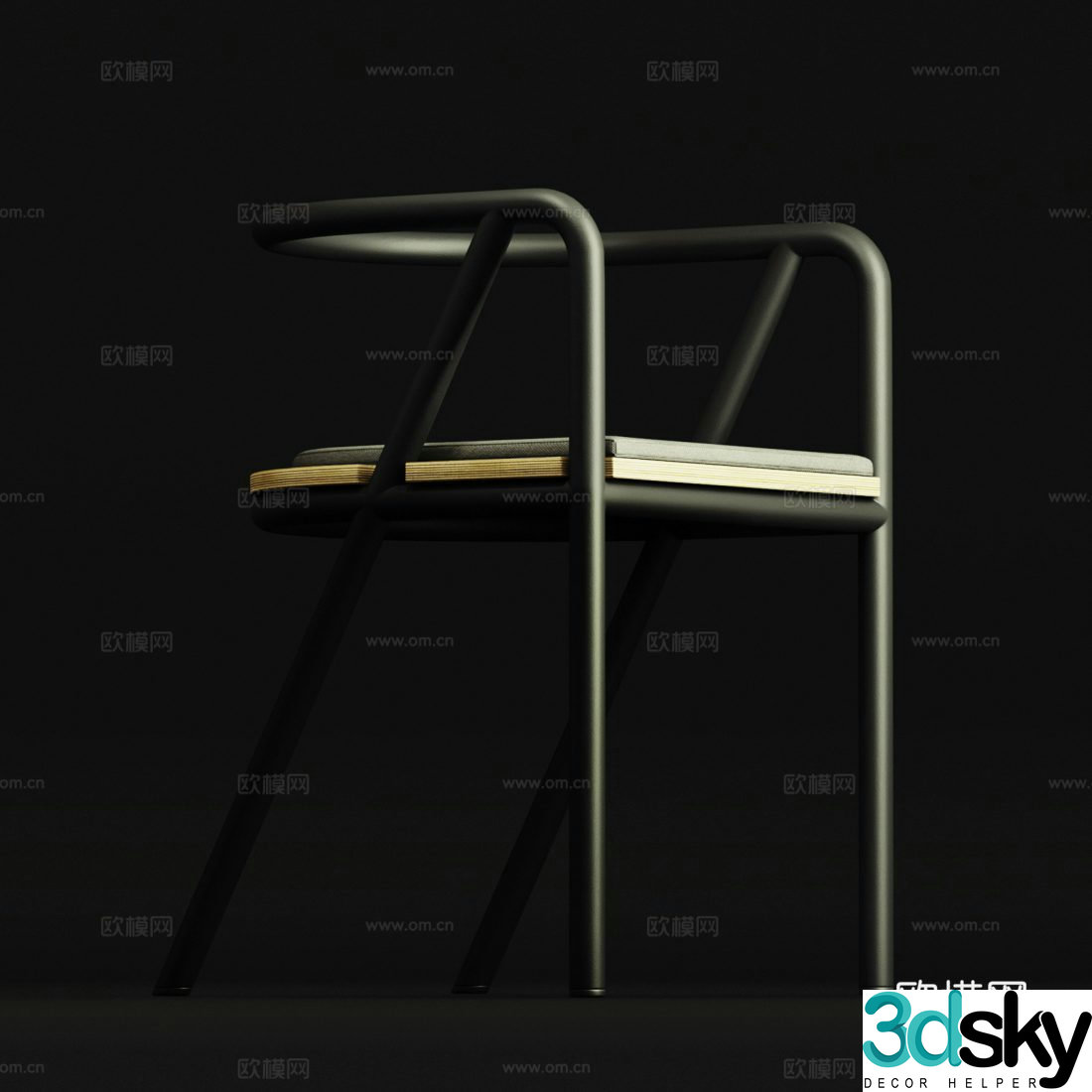 Modern and simple chair Nordic single chair Dining chair Metal dining chair Armchair 3d model