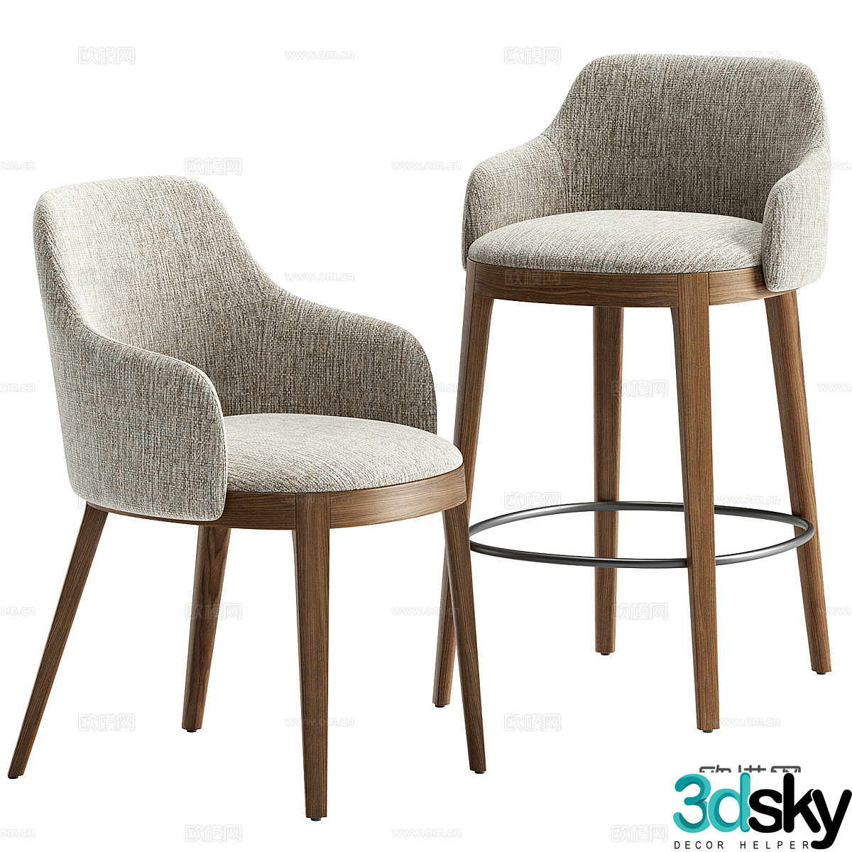 Adel bar chair 3d model