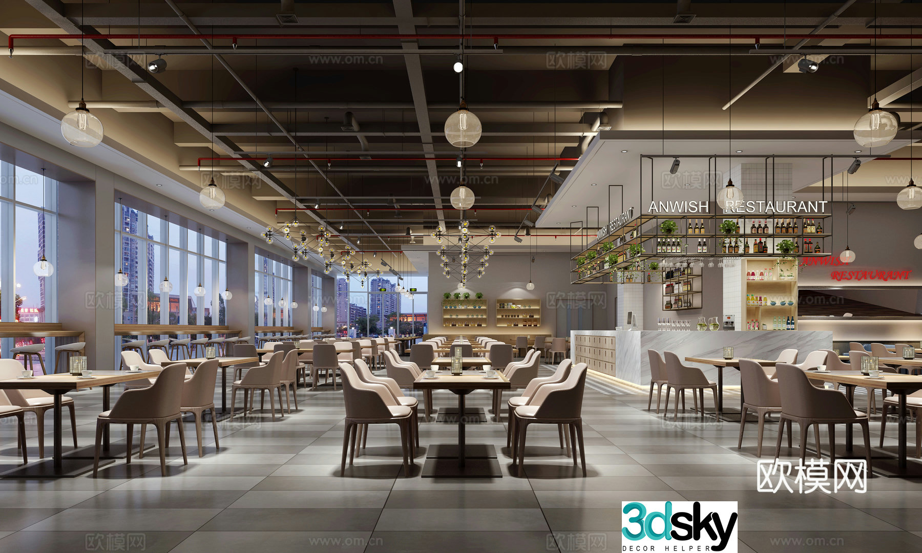 Modern cafeteria 3d model
