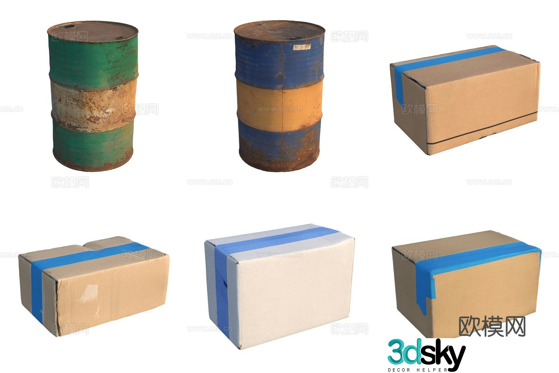 Storage carton iron barrel 3d model