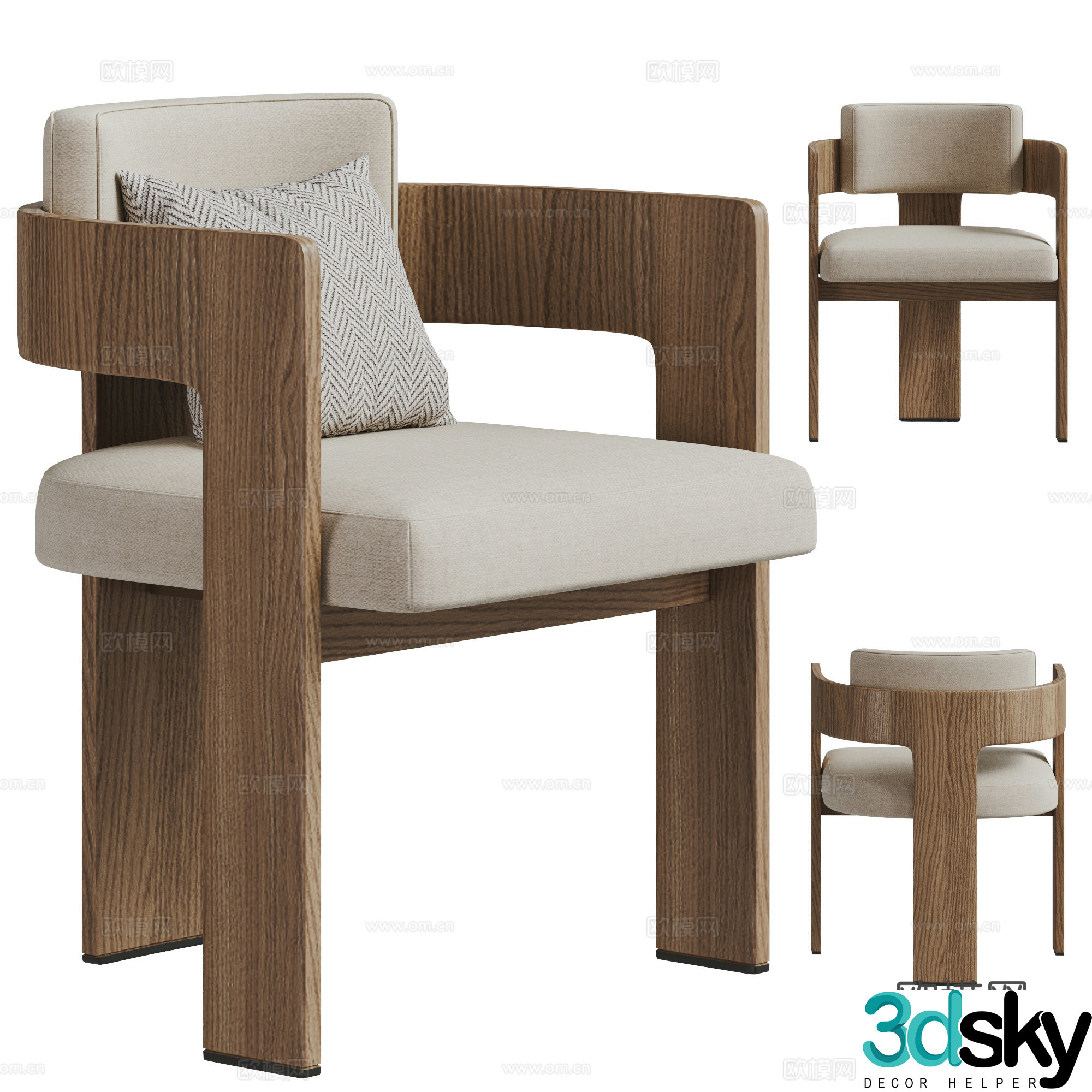Modern single chair combination 3D model