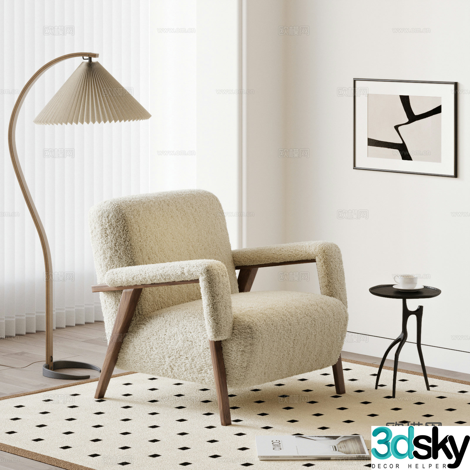 Medium style leisure chair 3d model