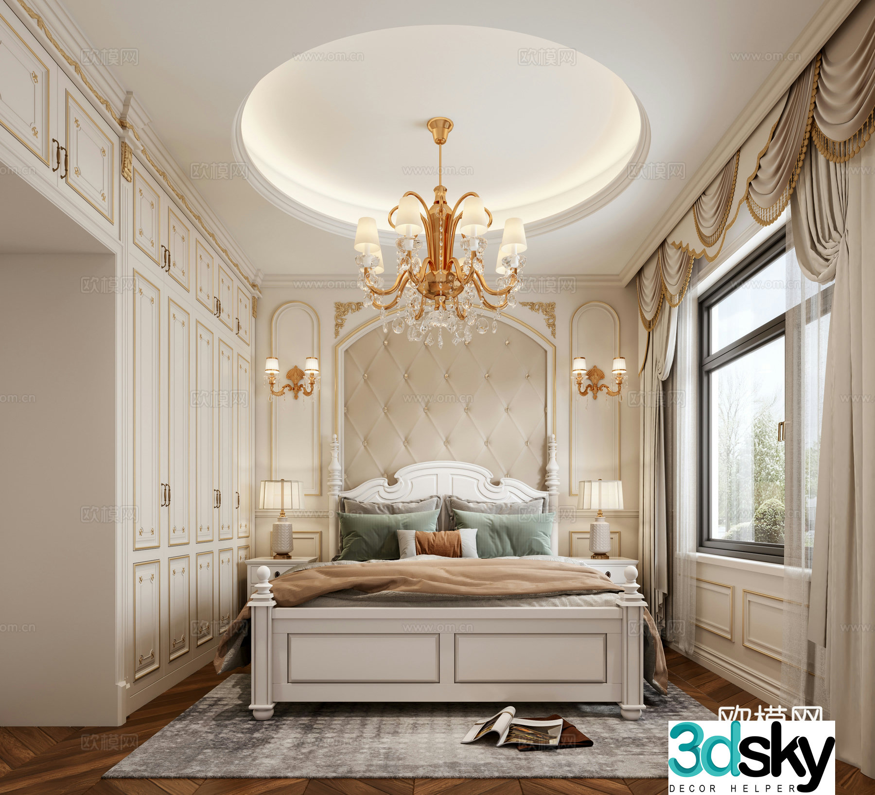 European style bedroom 3d model