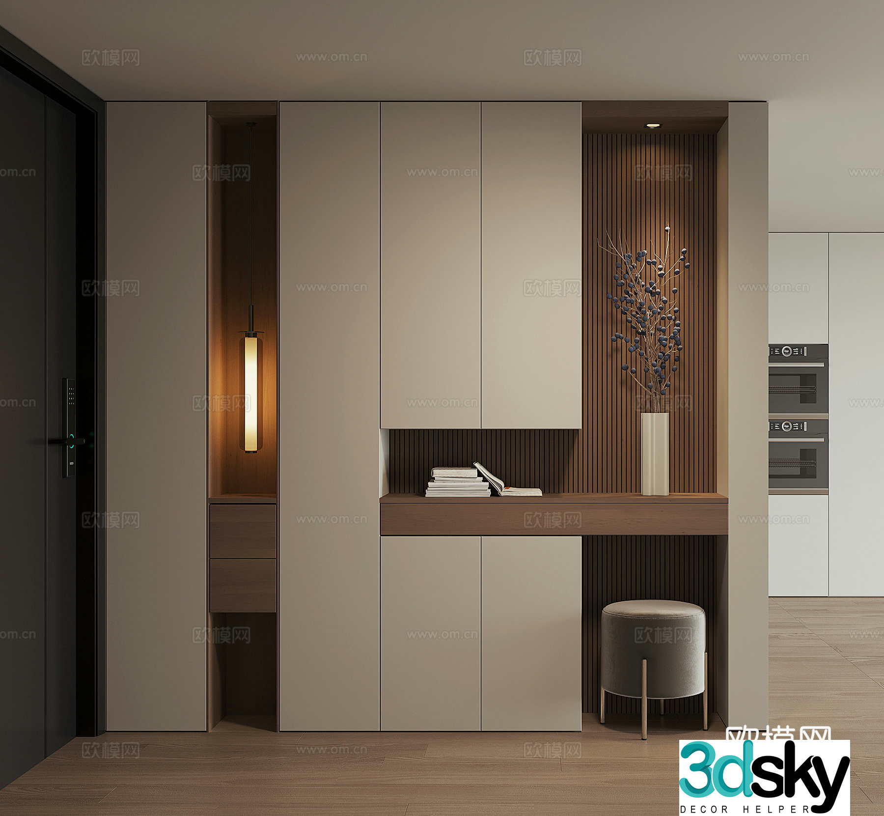 Modern home entrance shoe cabinet 3D model