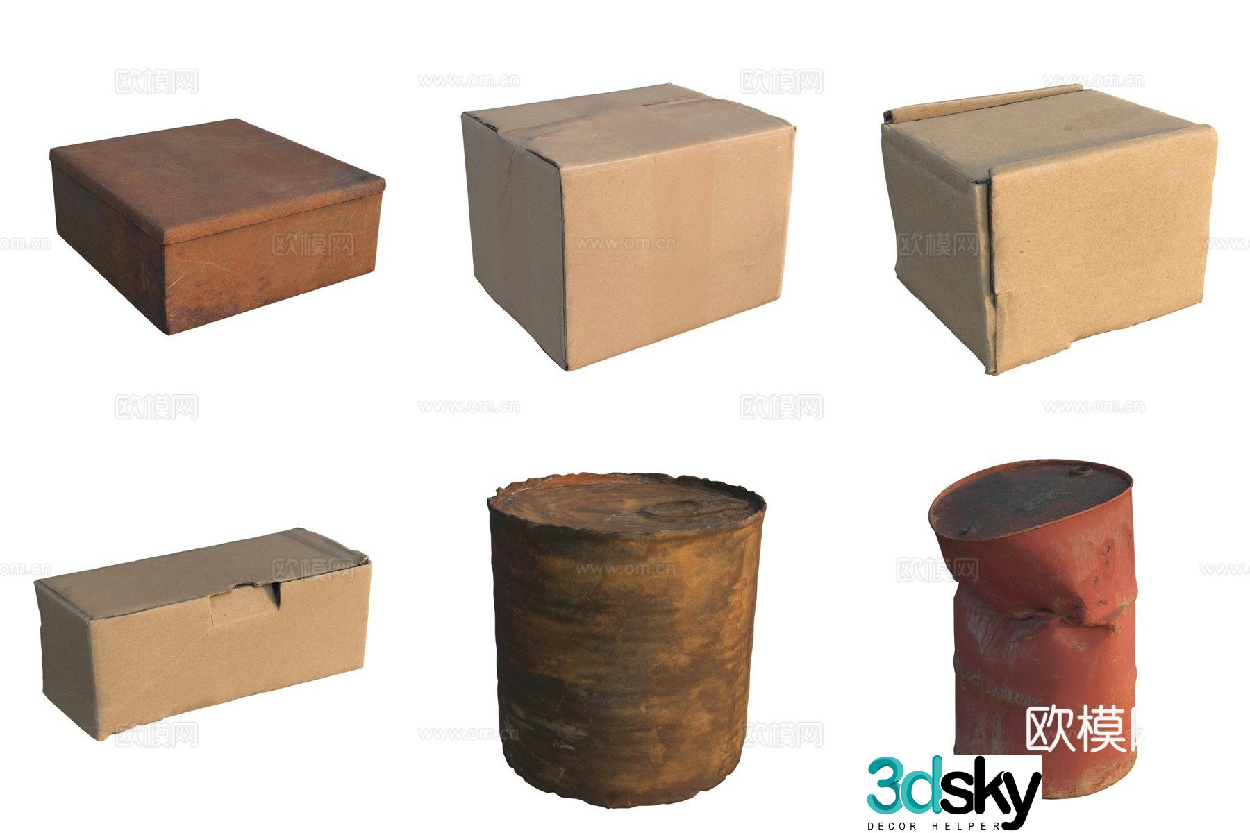 Storage drawer carton iron box iron barrel 3d model