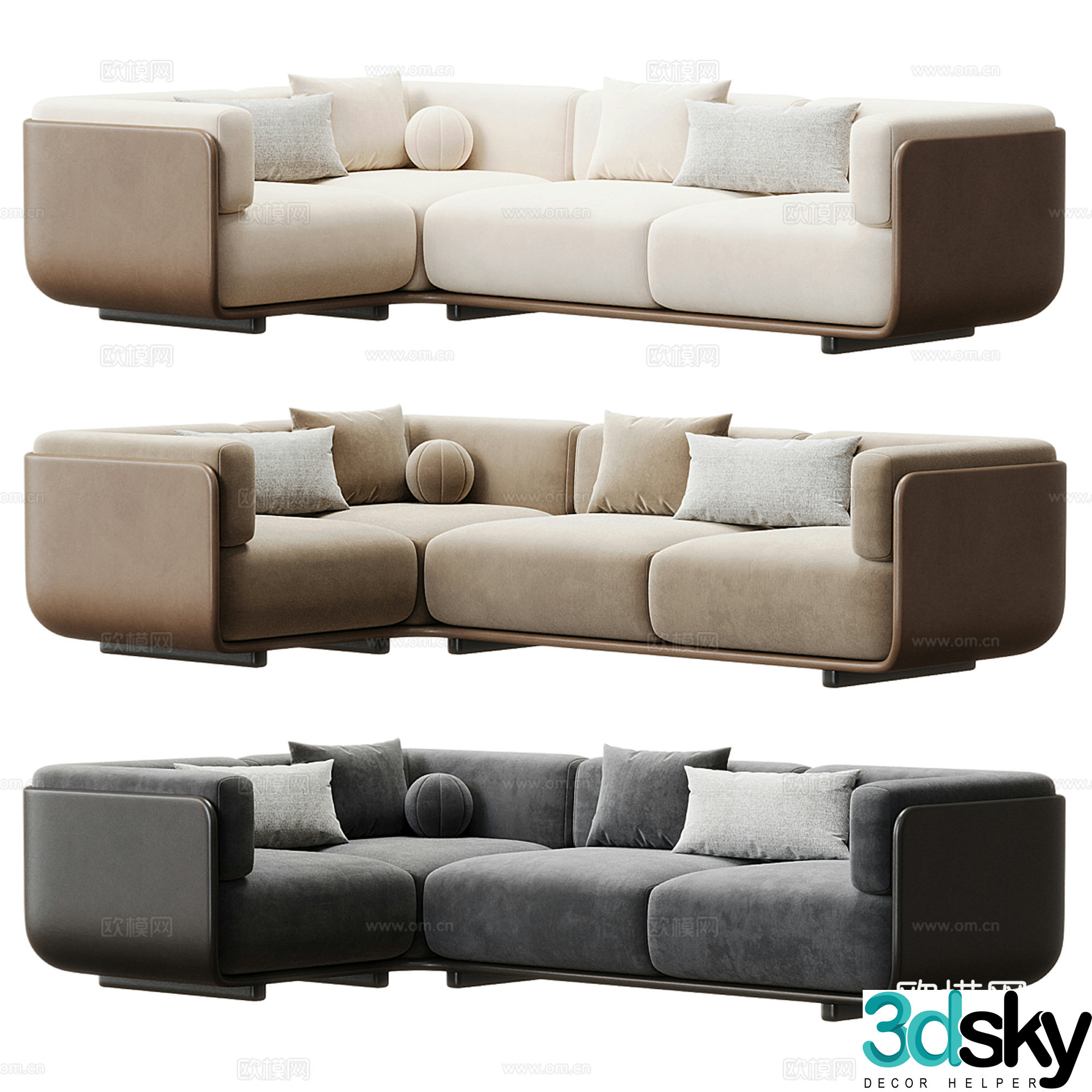 Modern multiplayer corner sofa 3d model