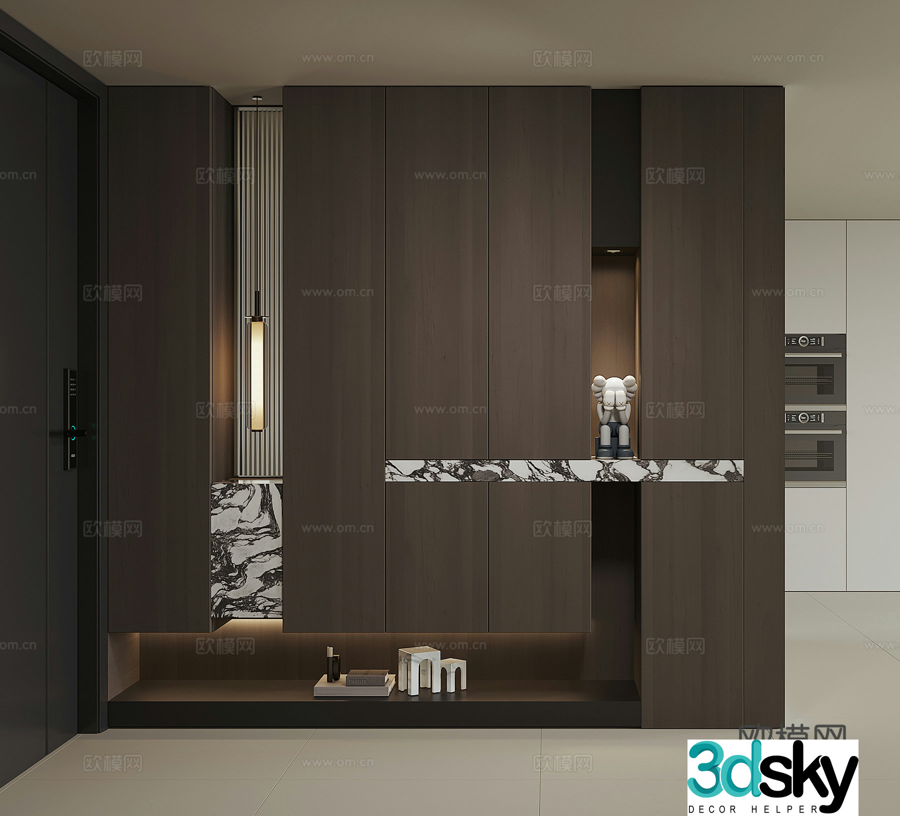 Modern home entrance shoe cabinet 3D model
