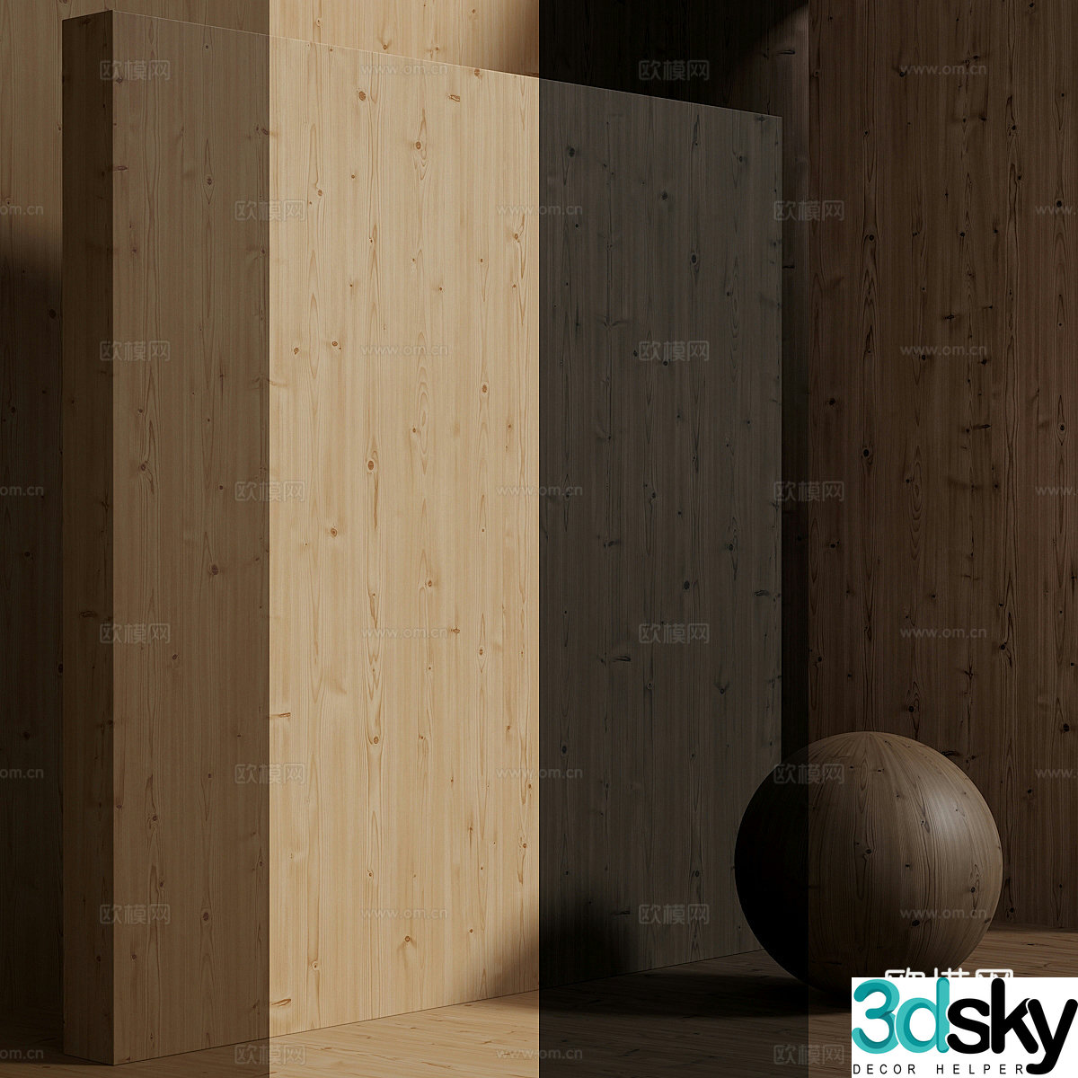 Pine spruce wood veneer material 3D model